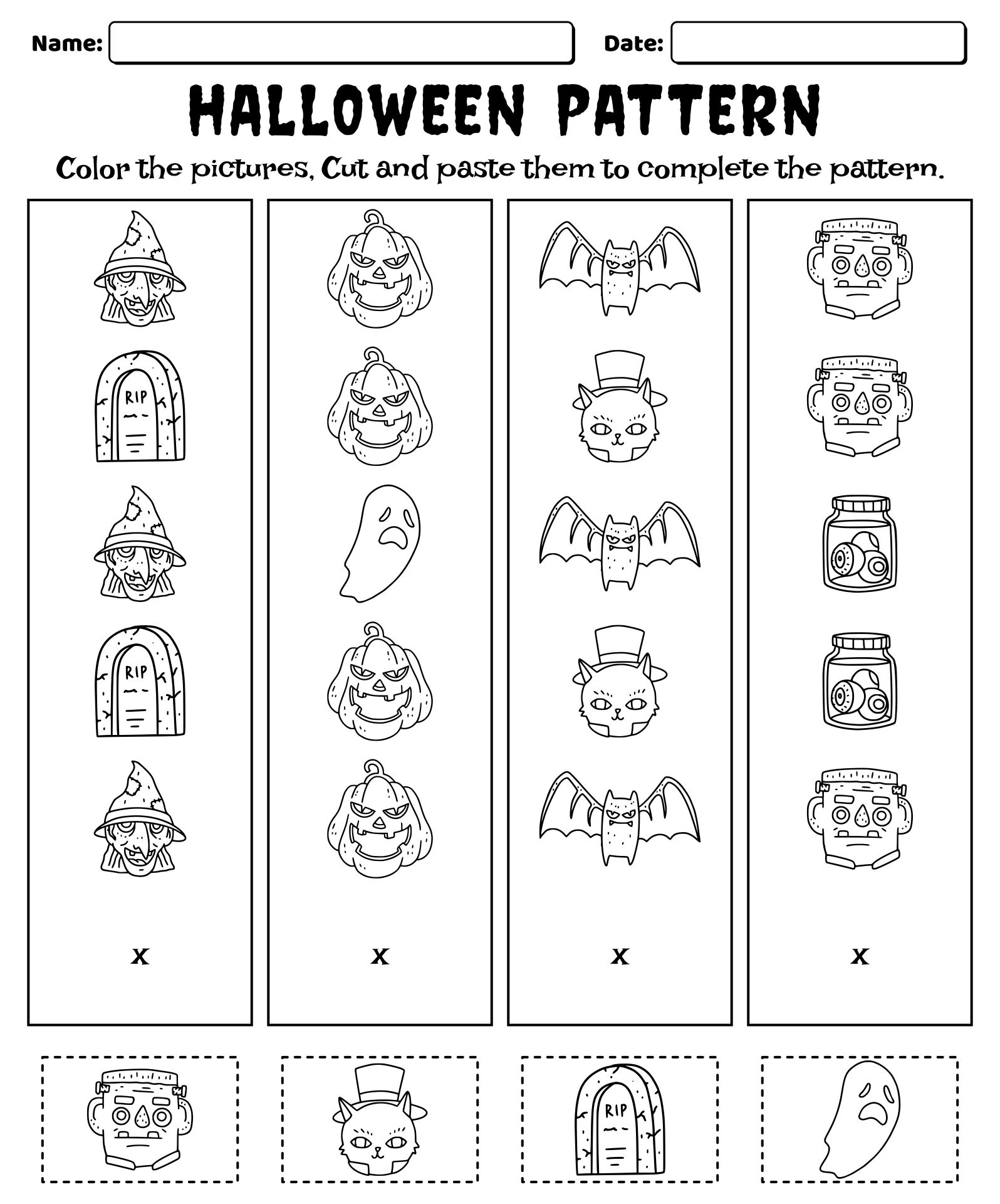 Printable Halloween Theme Activities For Preschool Homeschool Kids