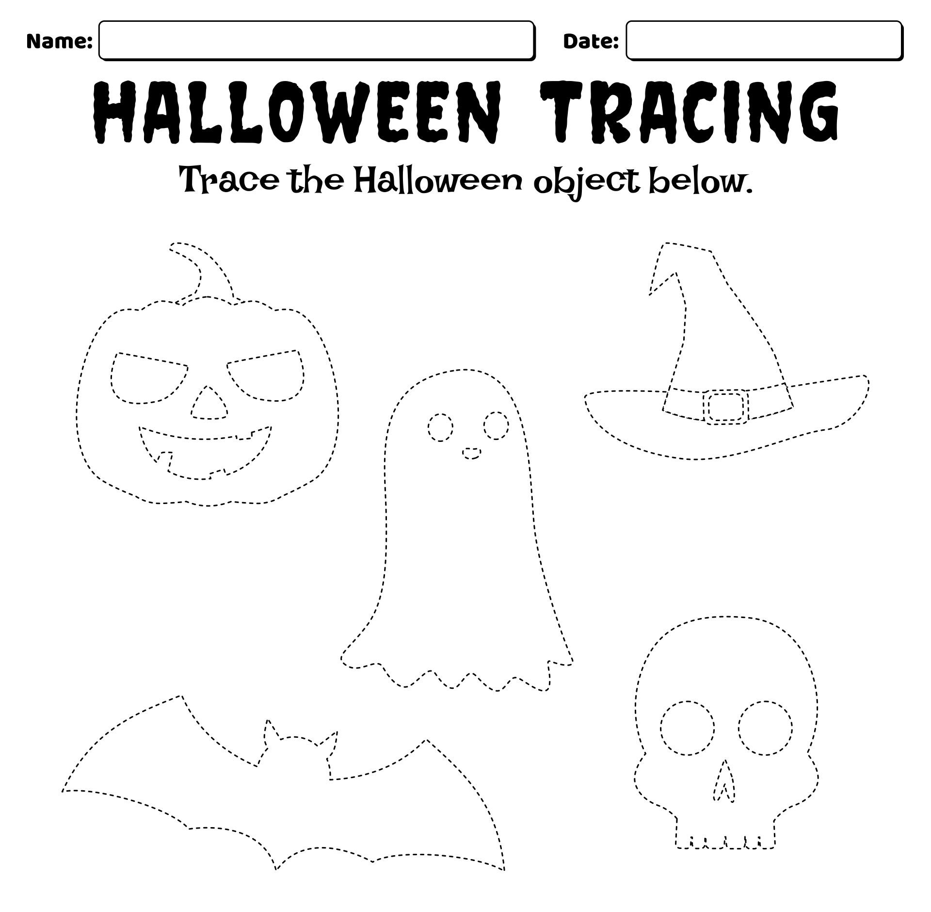 Printable Halloween Tracing Worksheet