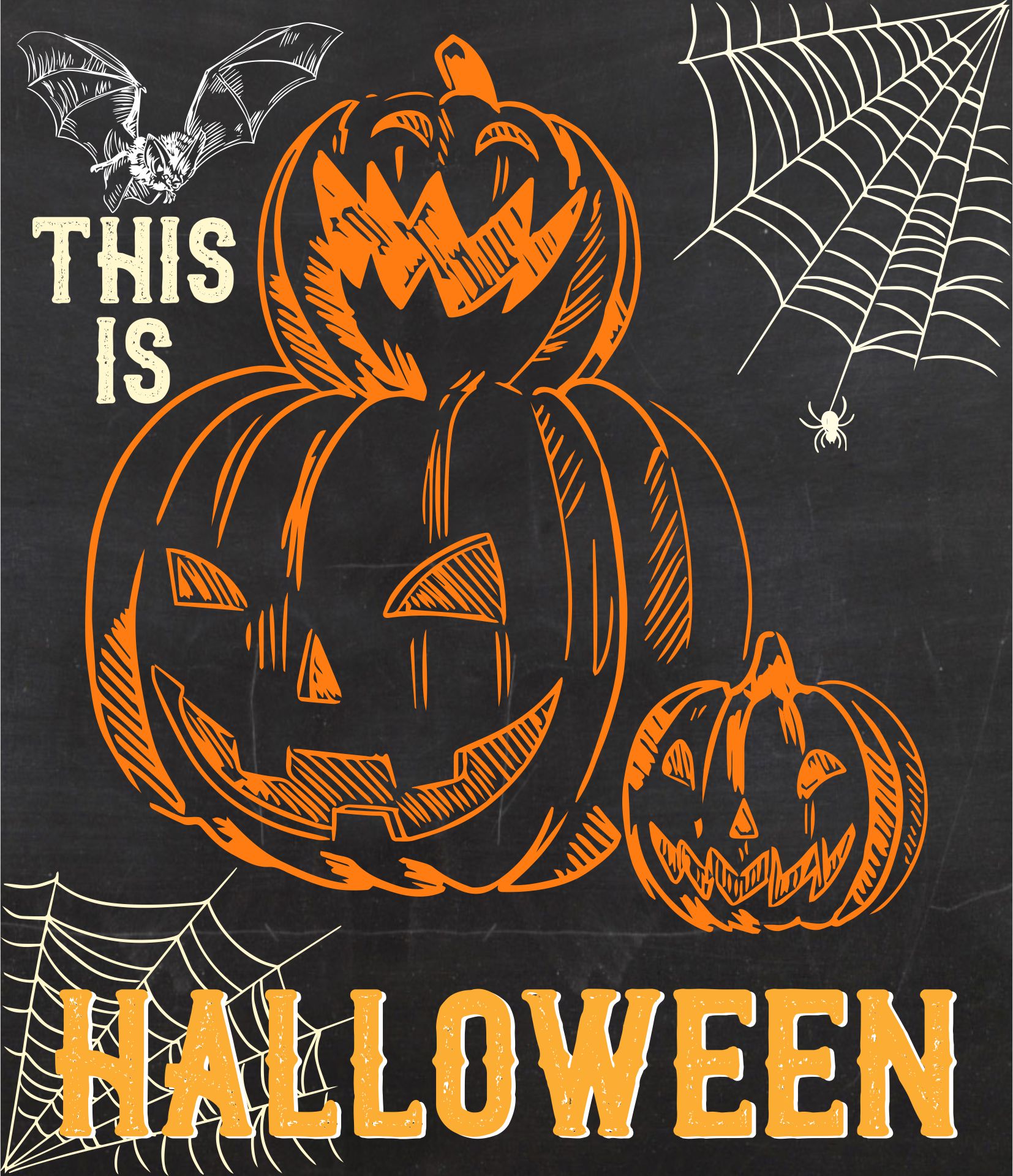Printable Happy Halloween Spooky Chalkboard Art