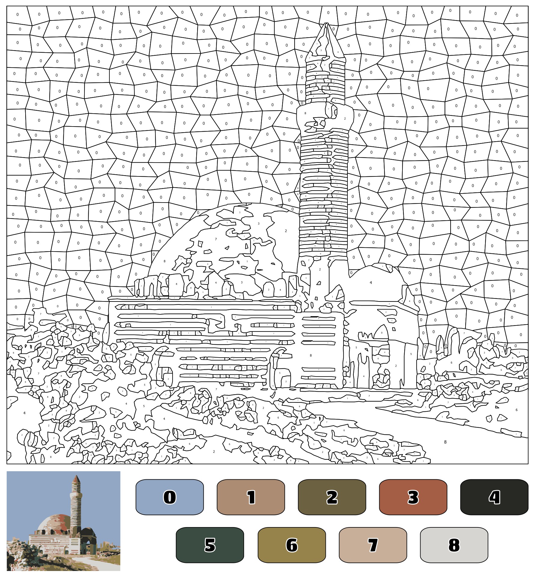 Printable Hard Color By Number Pages For Adults