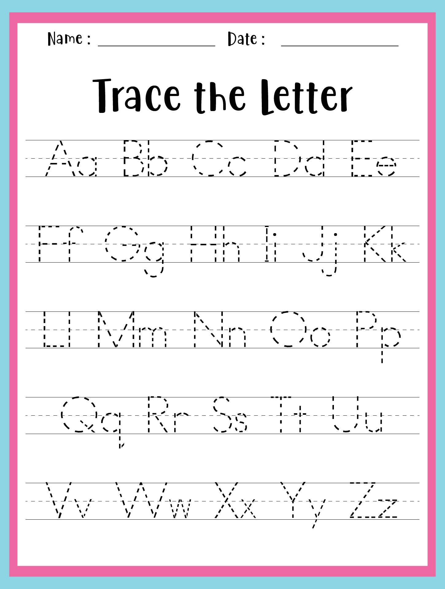 Printable Letter Tracing Worksheets For Kindergarten