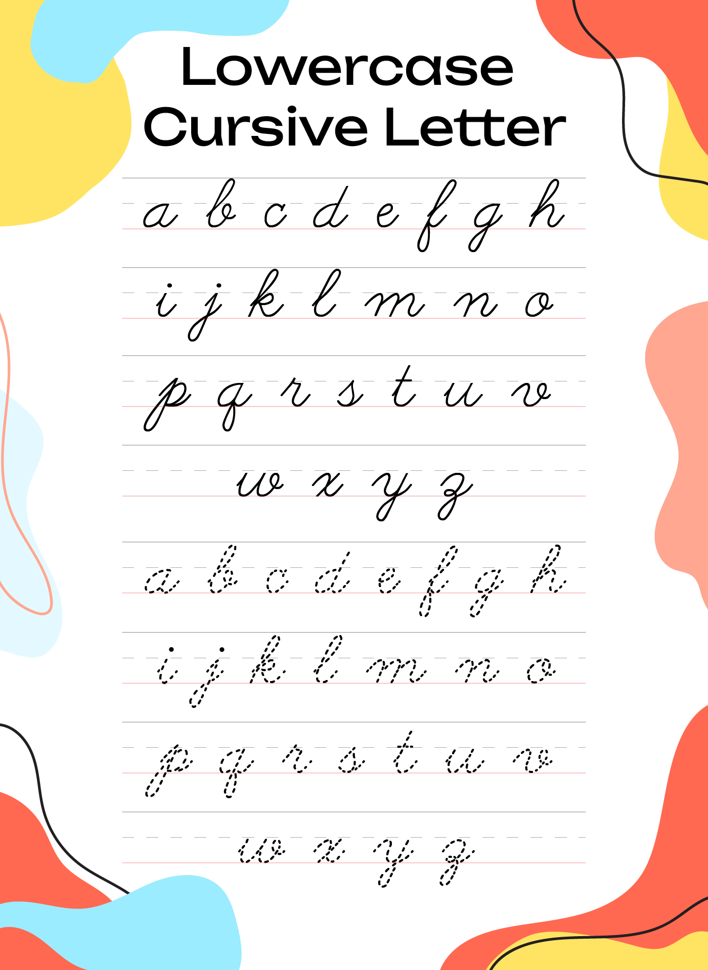 Printable Lowercase Cursive Letter A Practice Sheet