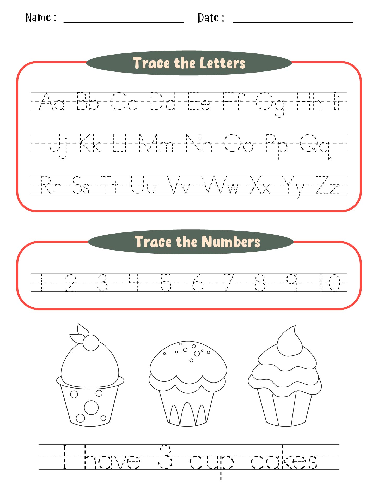 Printable Preschool Worksheets For Tracing Letters & Numbers