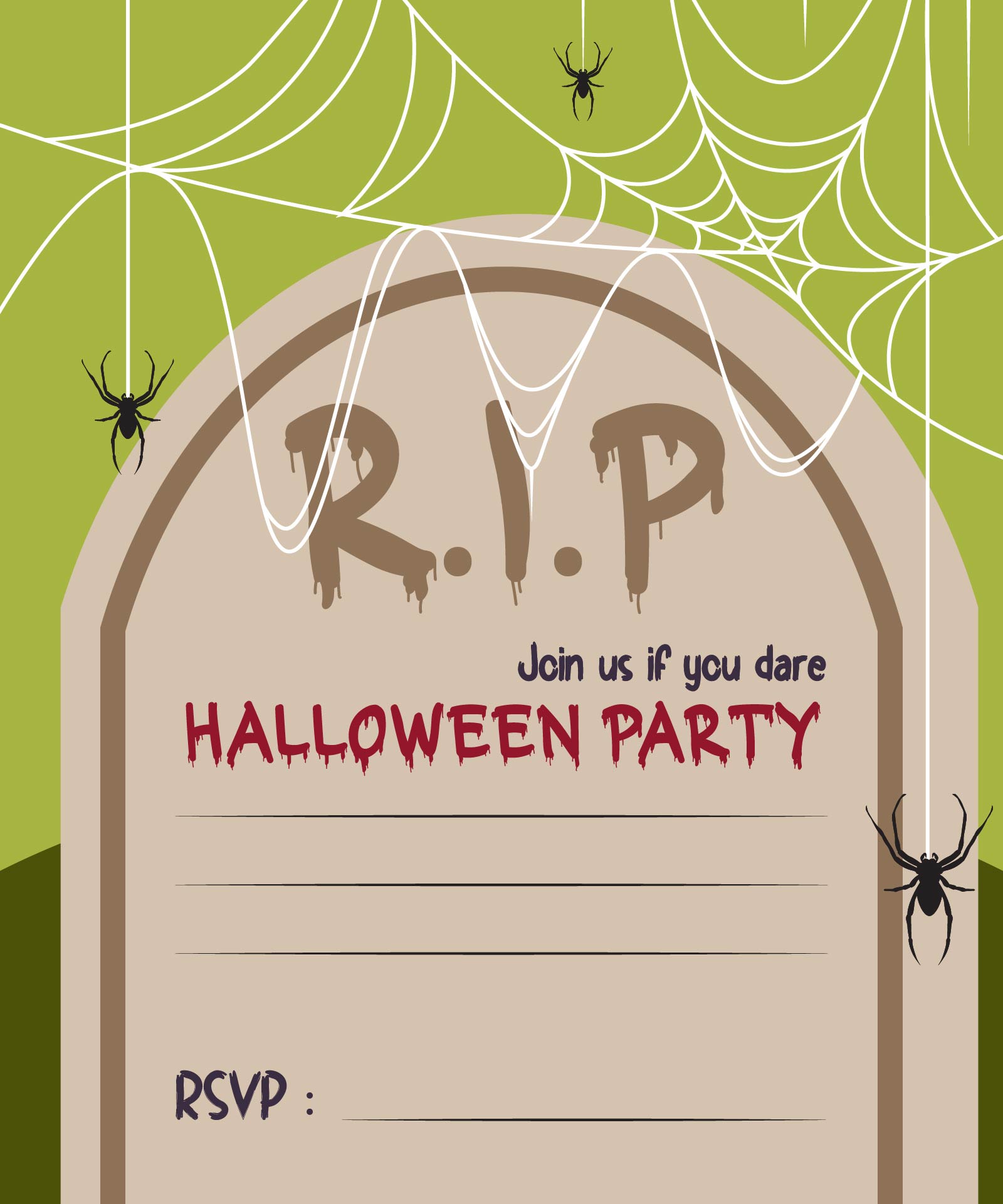 Printable Spiderwebs Halloween Invitations