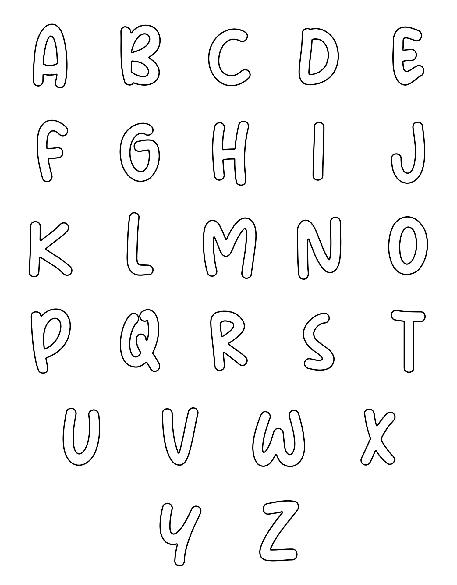 Printable Uppercase Alphabet Bubble Letter Posters Cut Out