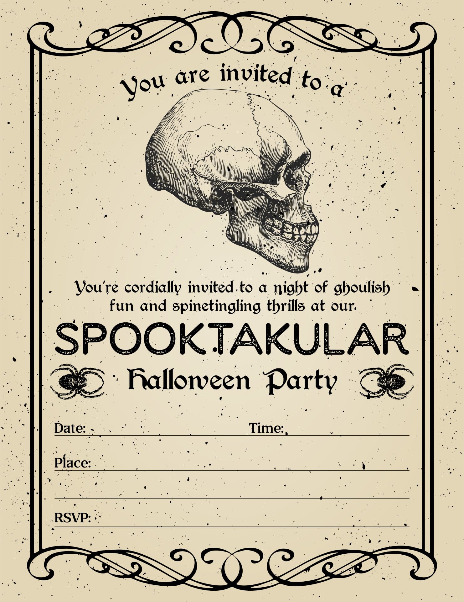 Printable Vintage Halloween Party Invitation