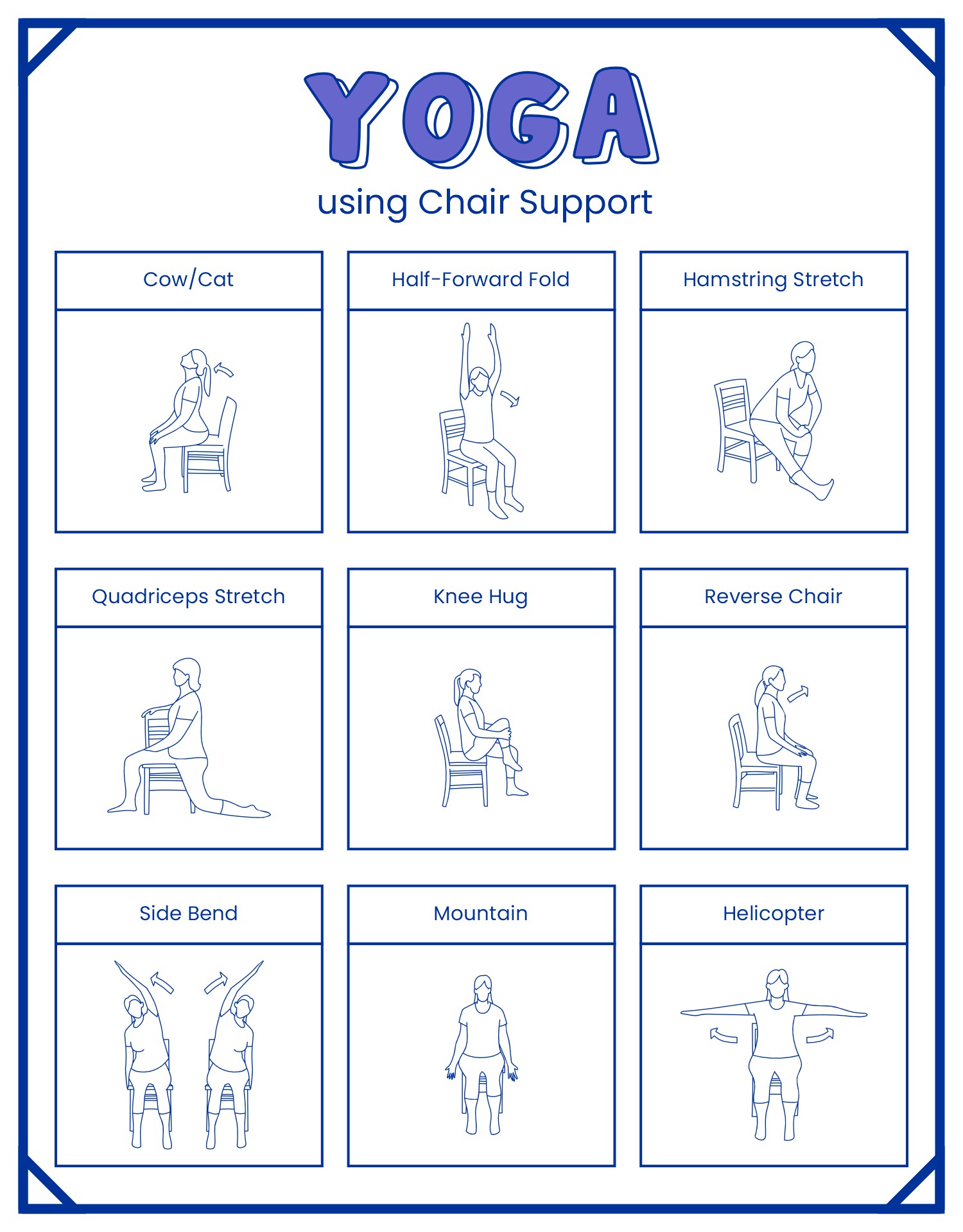 Printable Yoga For Seniors Using A Chair For Support