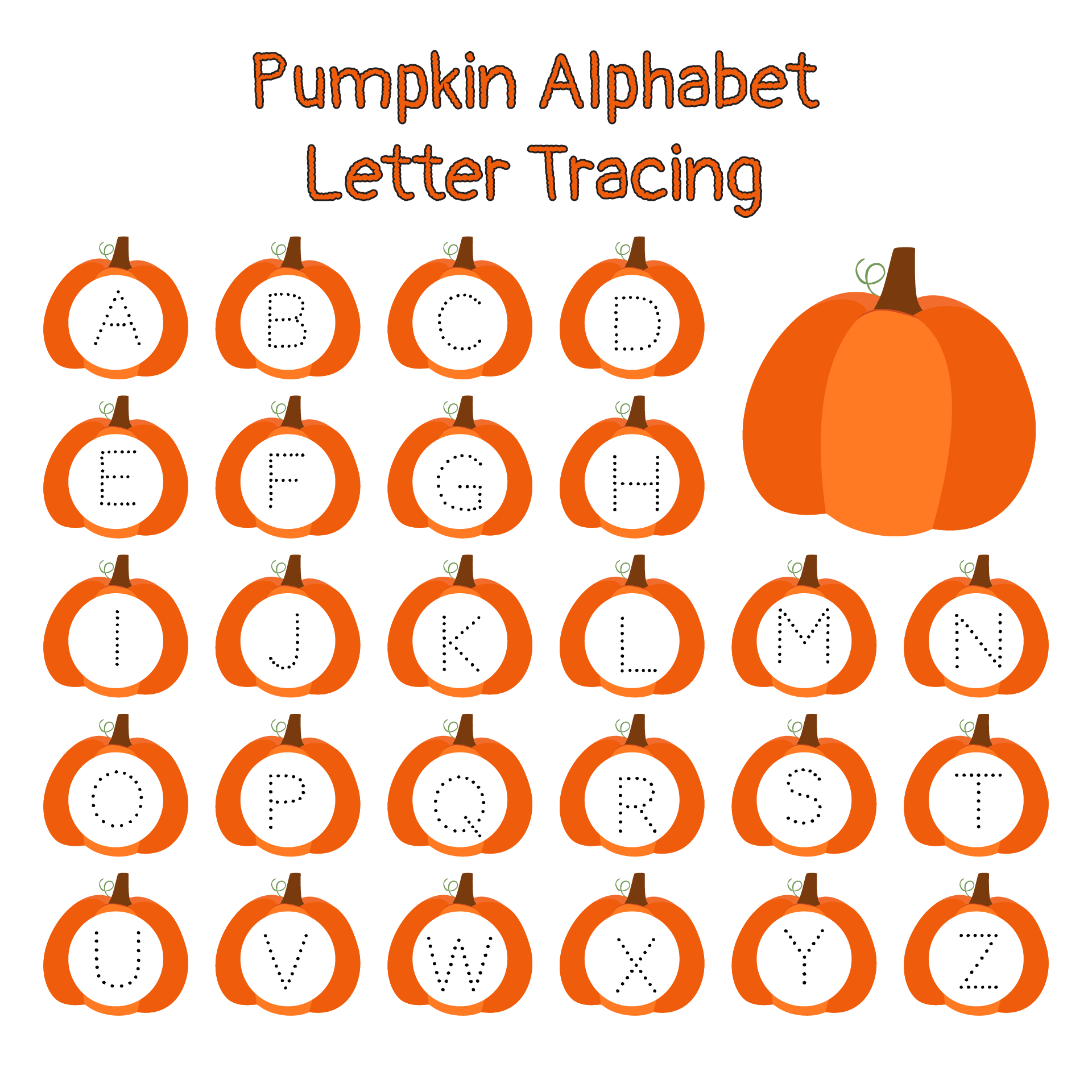 Pumpkin Alphabet Letter Tracing Printables