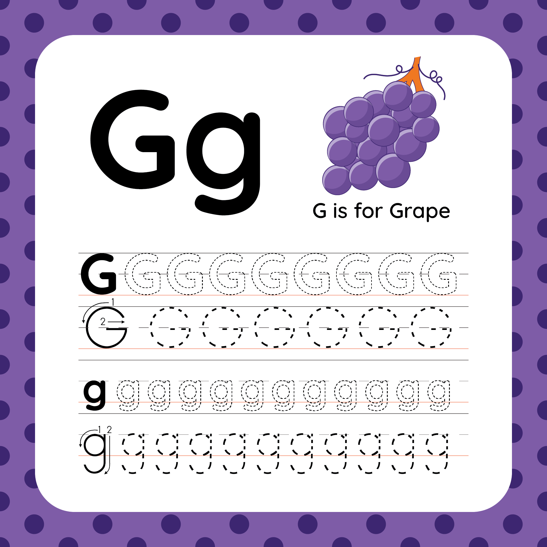 Tracing Bubble Letter G Preschool Printables