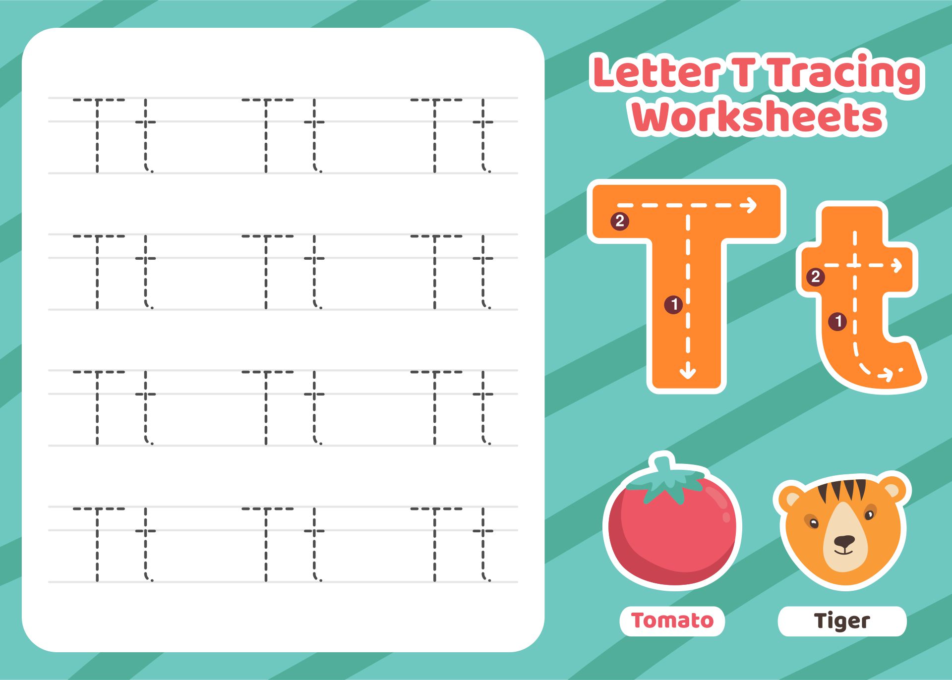 Tracing Letter T For Study Alphabet Printable