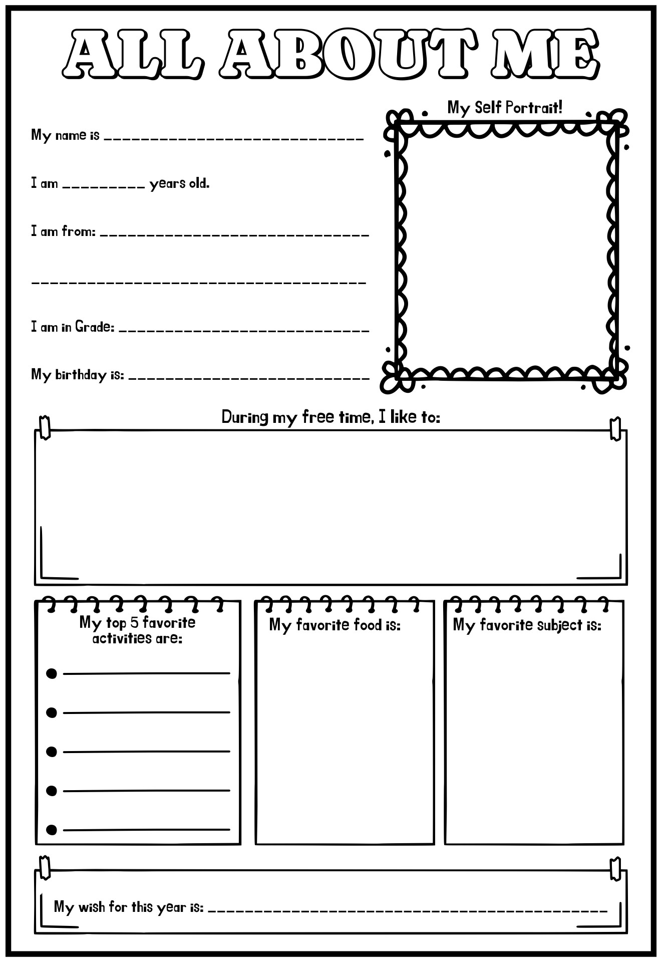 Who I Am Worksheet For Kids Printable Template