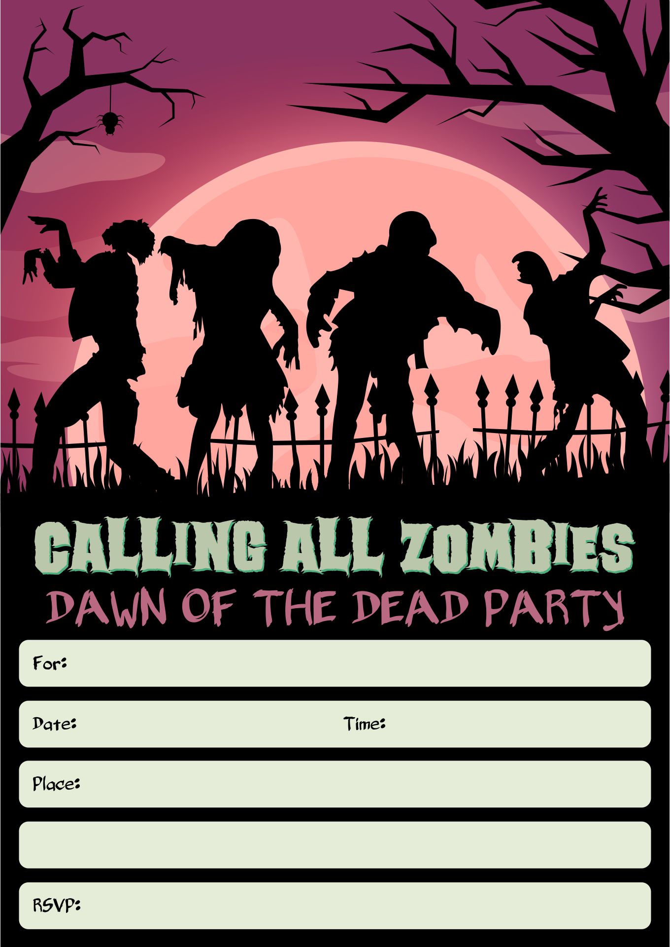 Zombie Party Halloween Invitation Printable