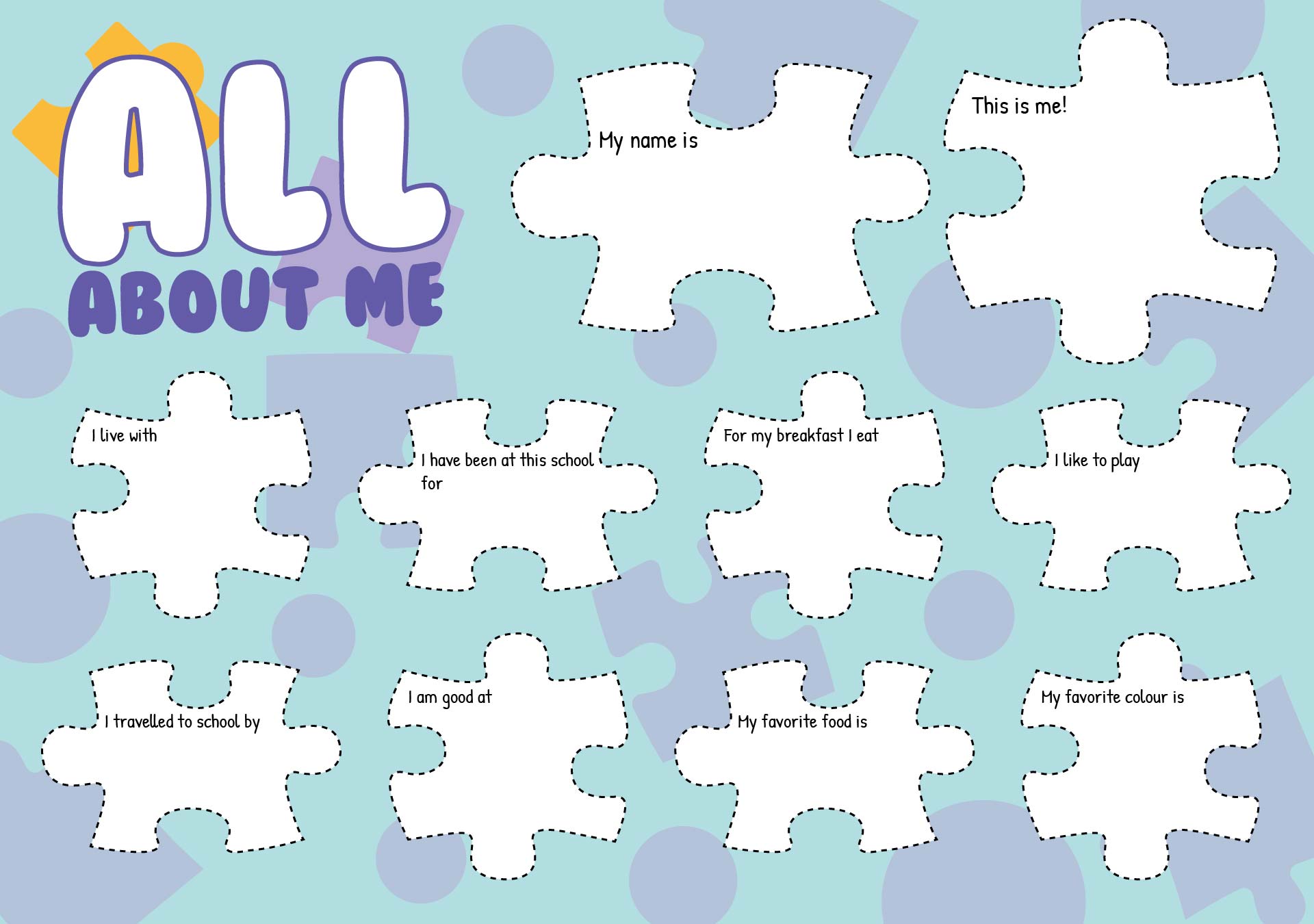 All About Me Printable Puzzle Activity