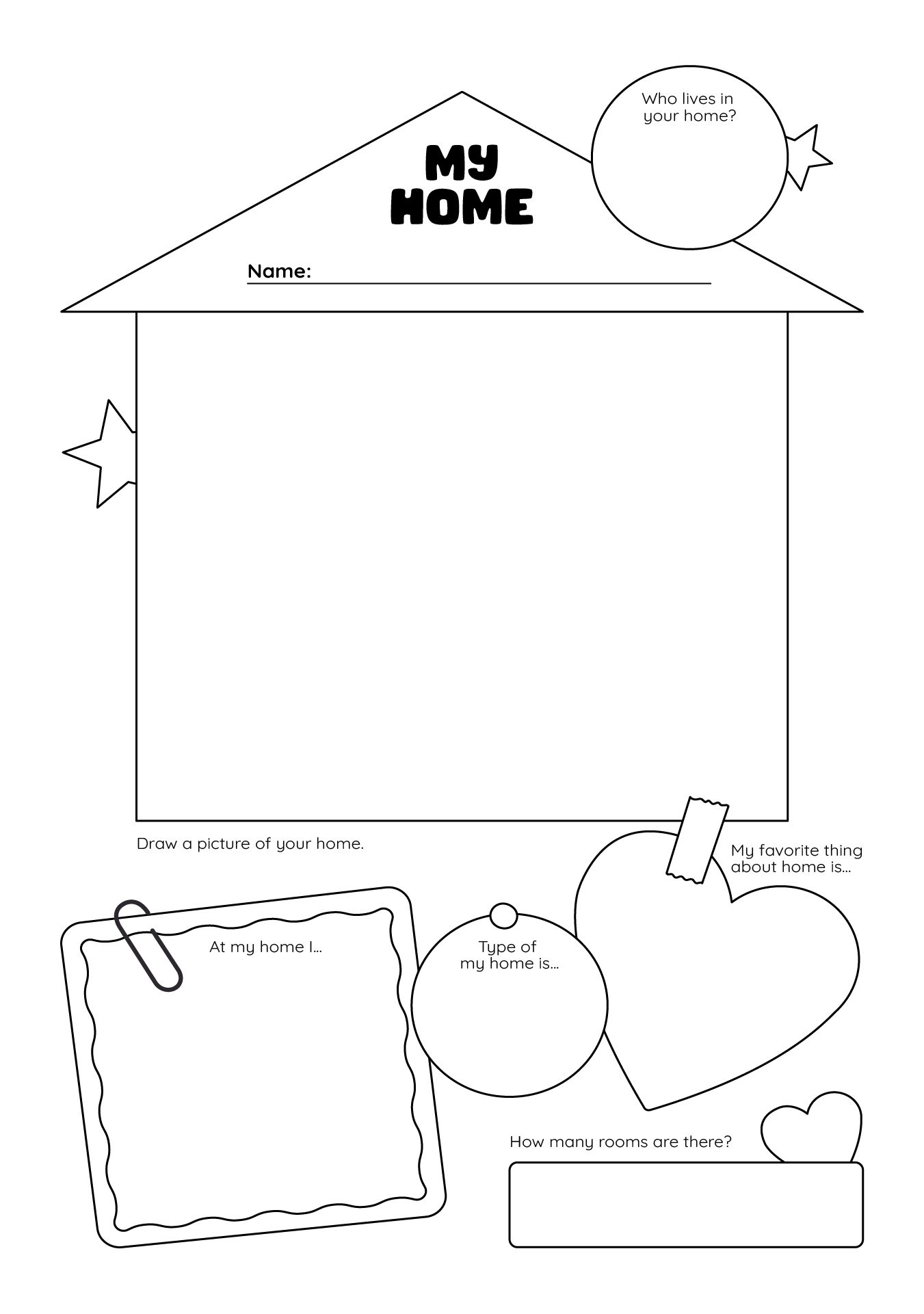All About My Home Printable Worksheet
