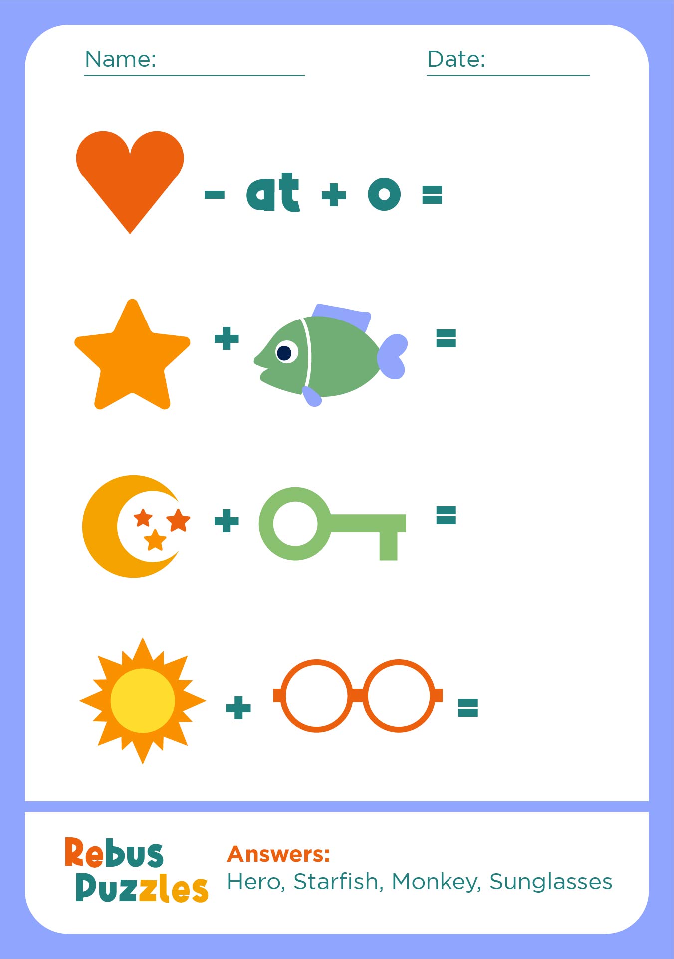 Printable Rebus Puzzles For Kids