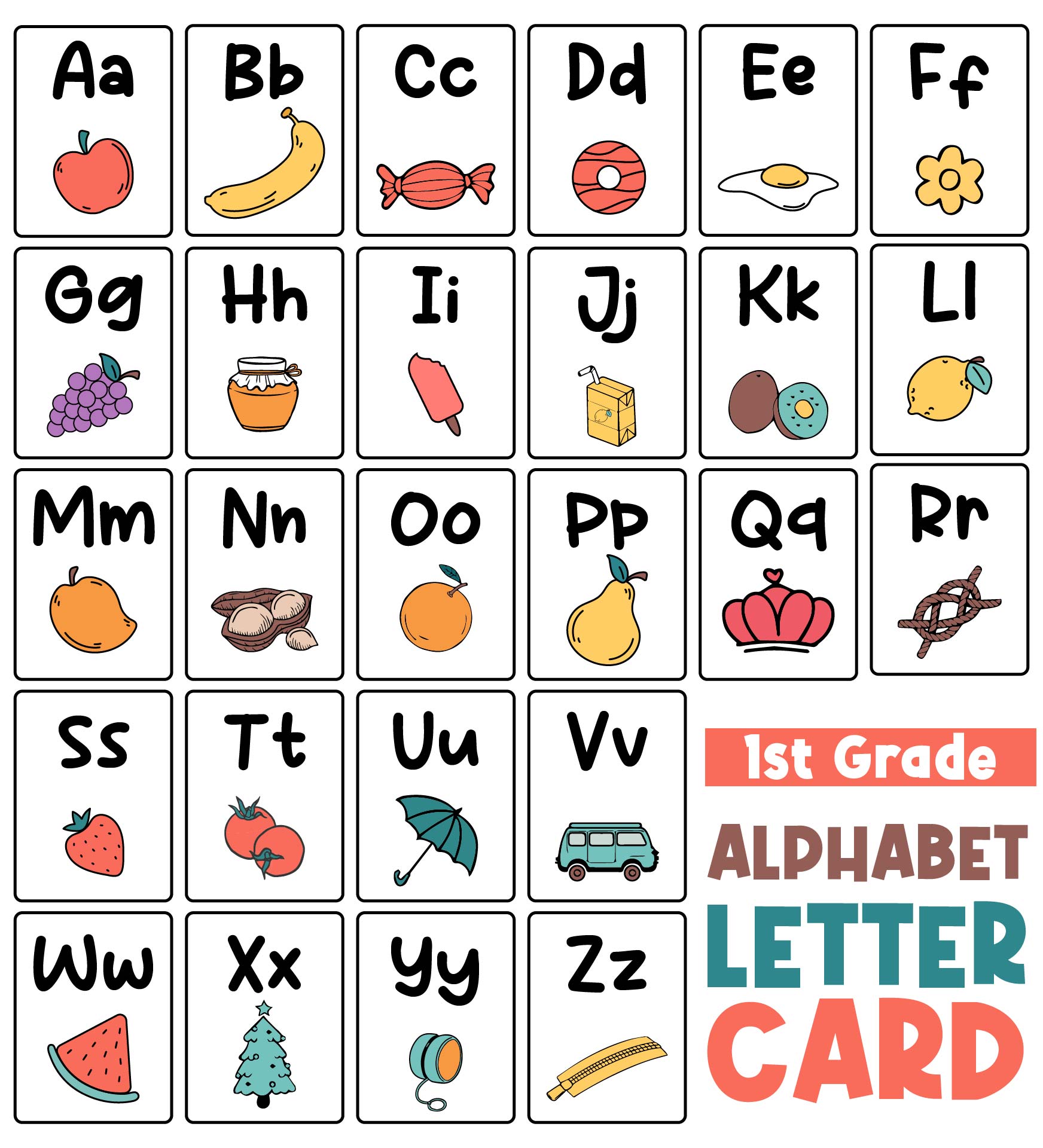 Alphabet Bubble Letter Cards Worksheet For Kindergarten - 1st Grade
