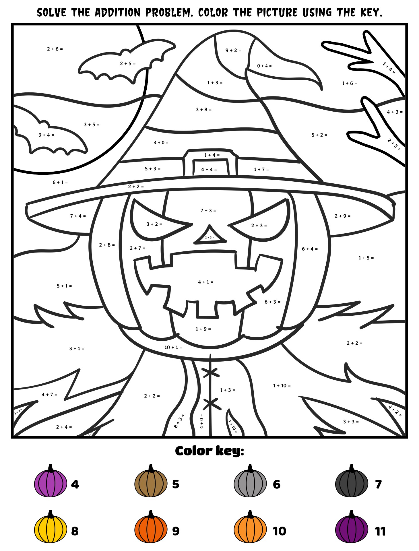1st Grade Addition For Halloween Printable