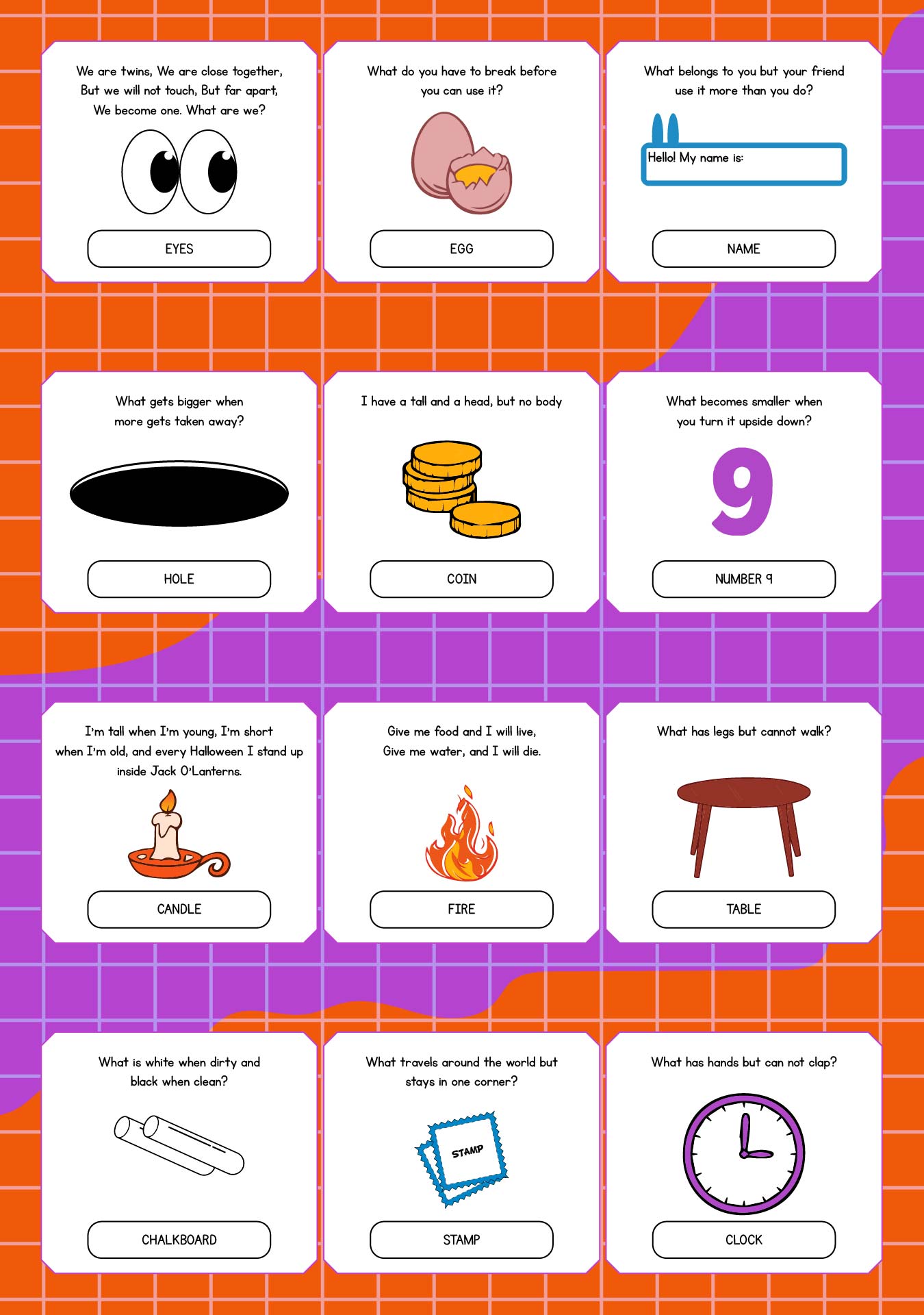 Printable Fun Riddles For Kids With Answers