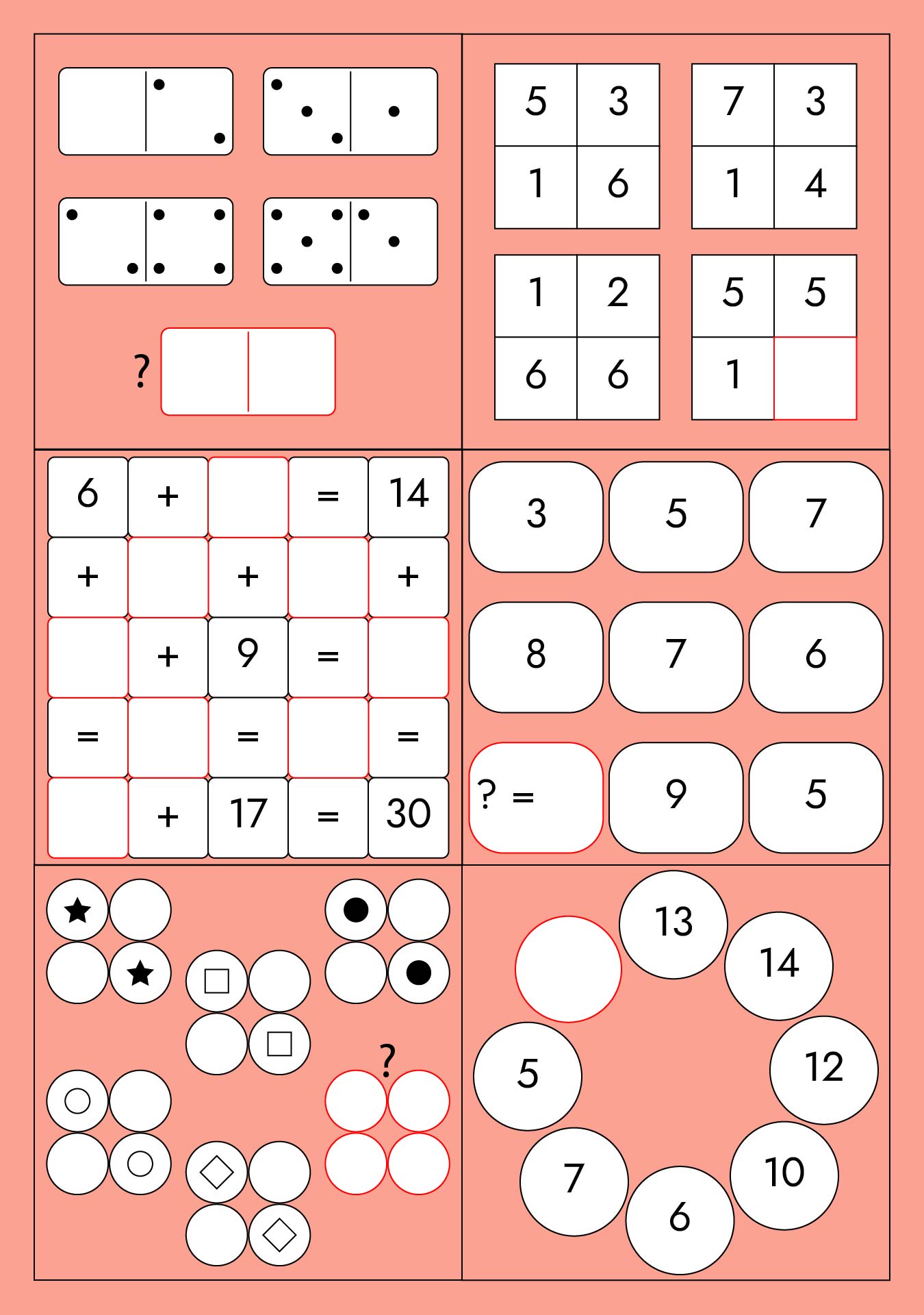 Printable Math Brain Teasers, Shape Patterns And IQ Puzzles For Kids And Math Students