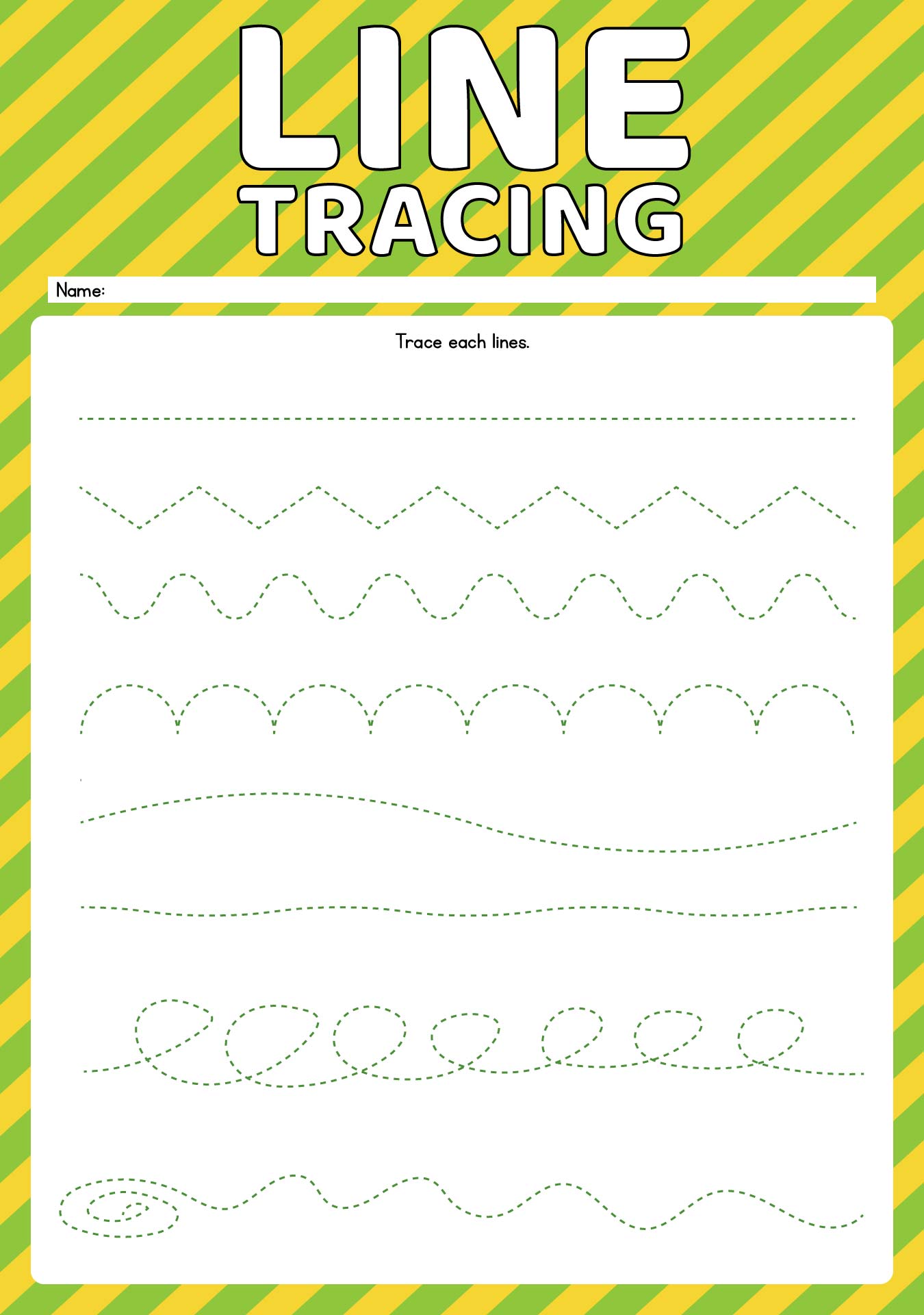 Tracing Lines Worksheets For Kindergarten