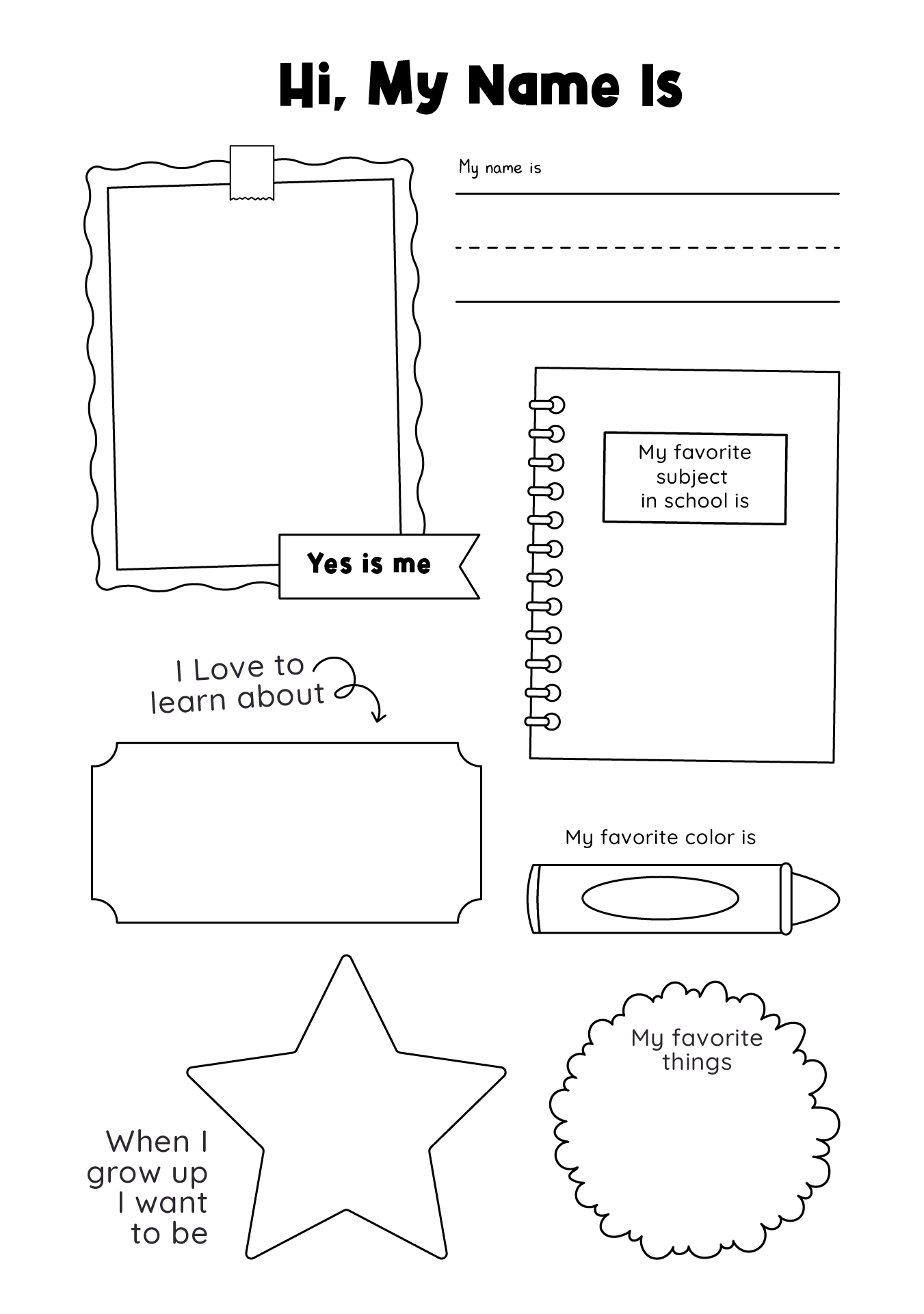 Super Fun All About Me Worksheets For Kindergarten Printable