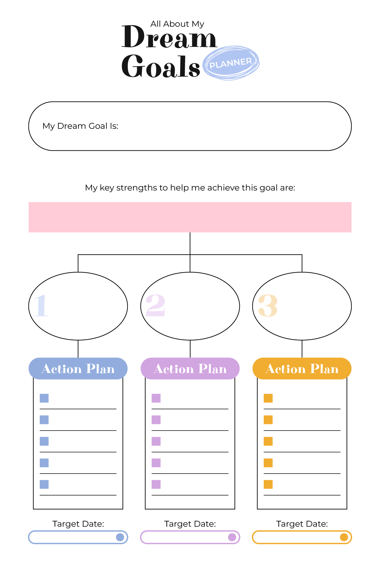 All About My Dreams And Goals Printable Planner
