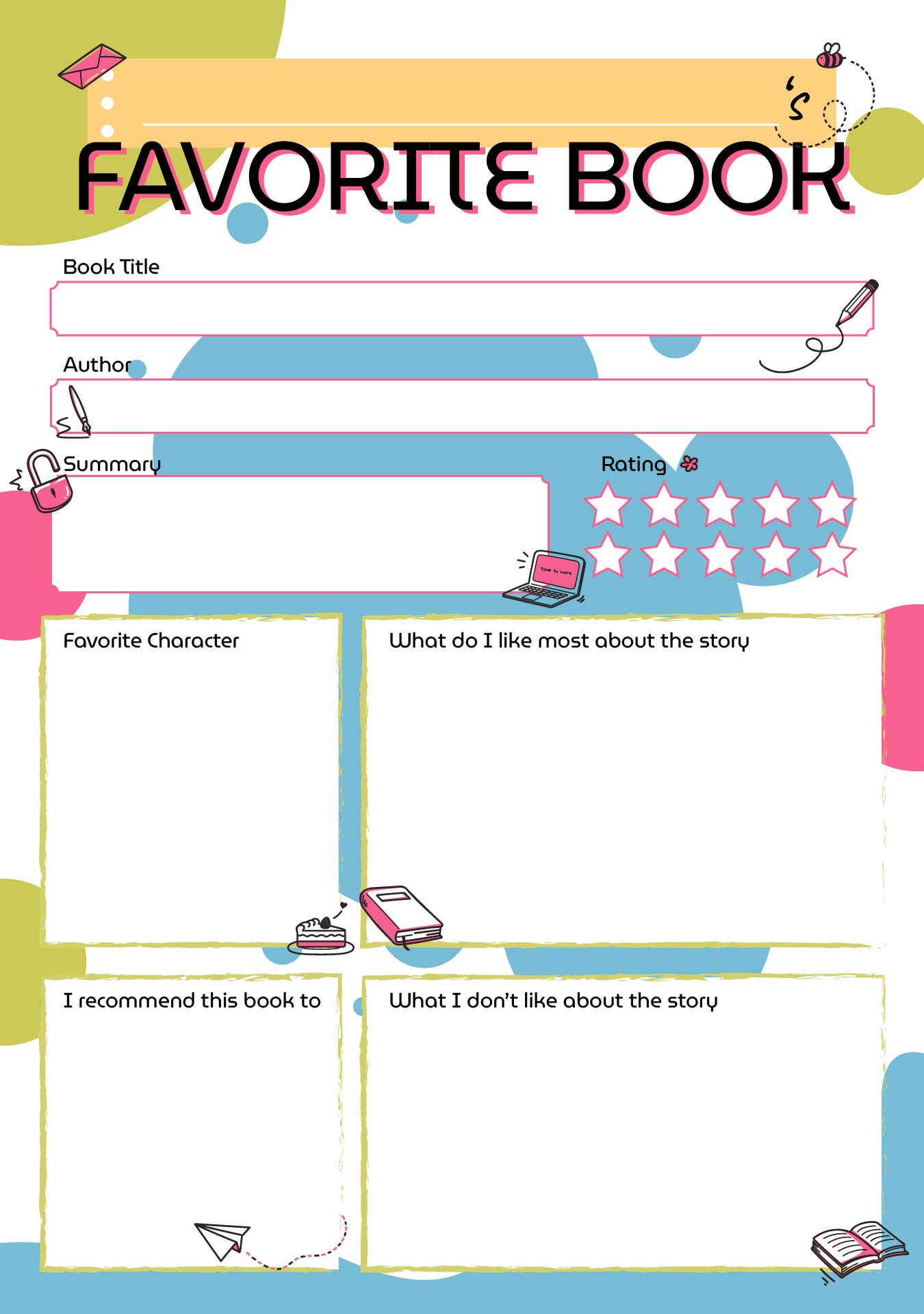All About My Favorite Book Printable Review