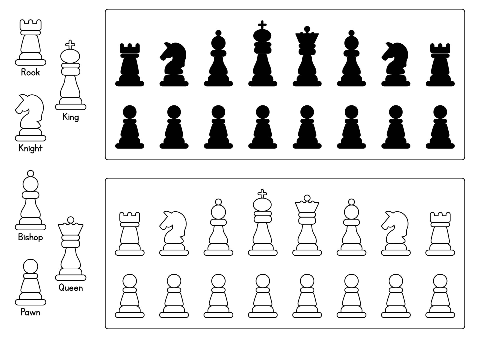 Printable Chess Piece Cutouts