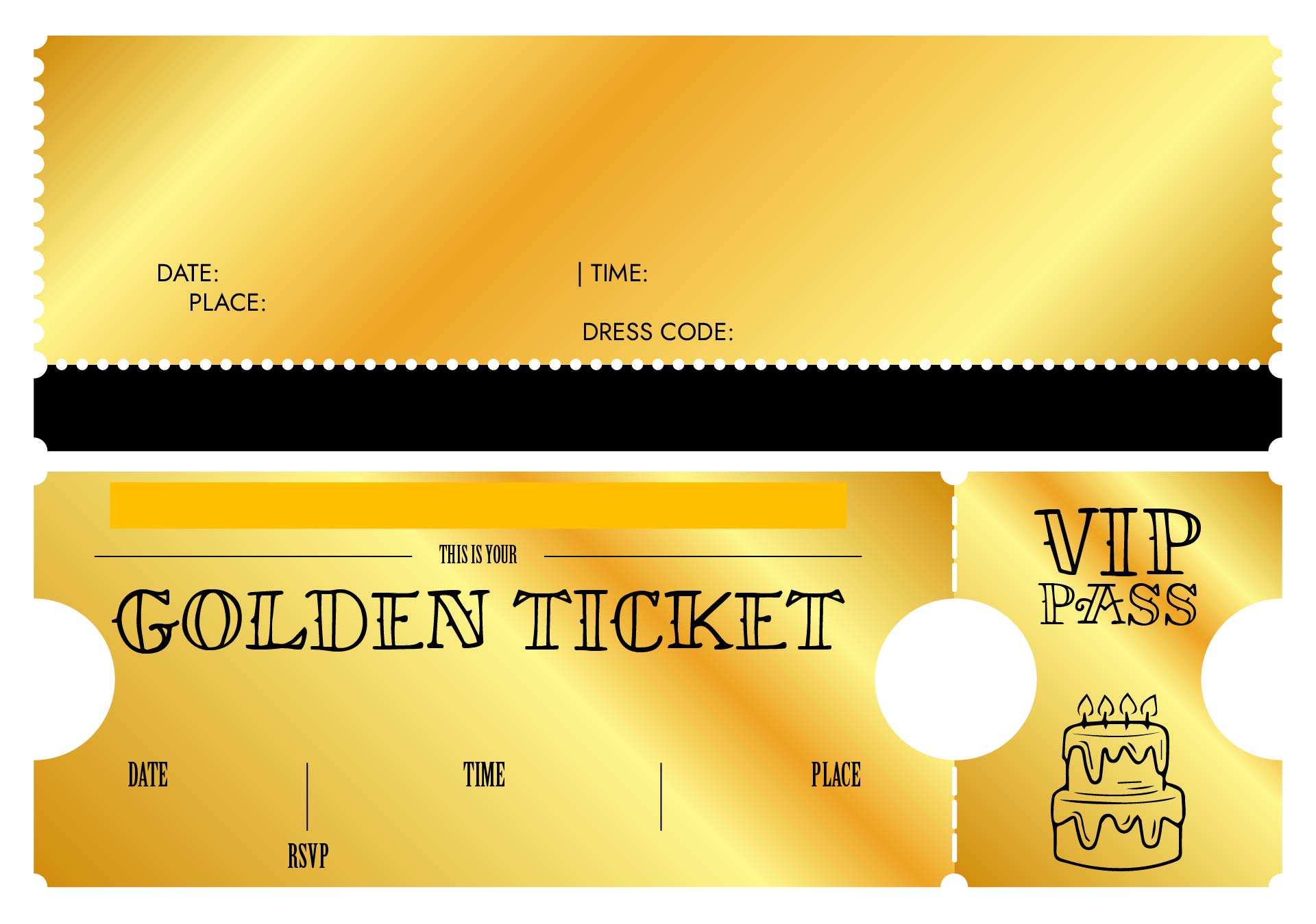 Printable Golden Ticket Party Invitation