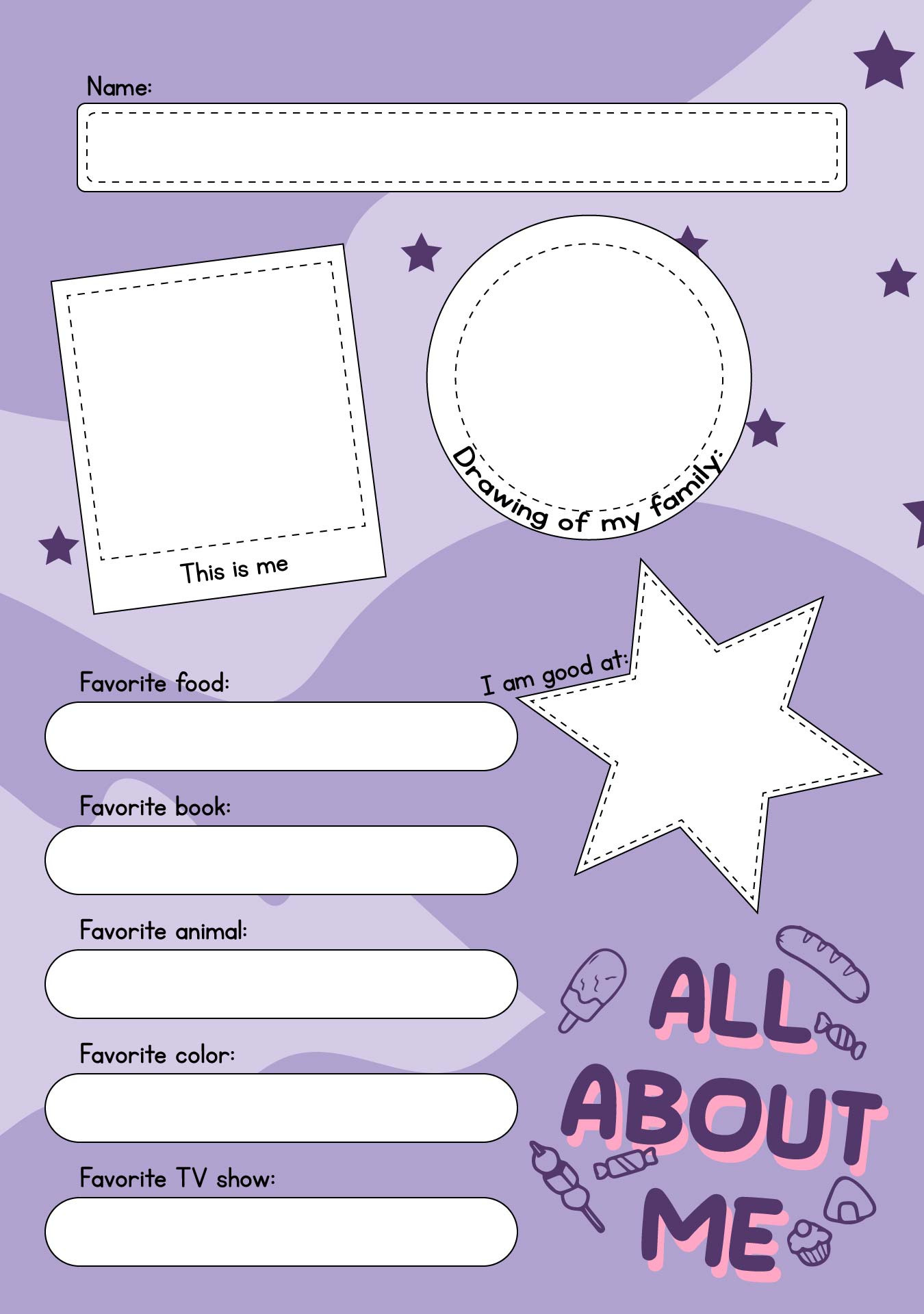 All About Me Preschool Worksheets Printable