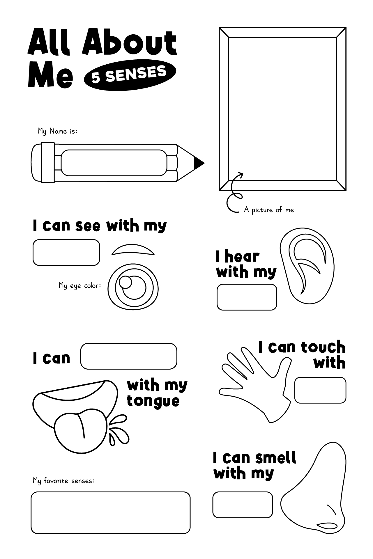 My 5 Senses Worksheets Printable