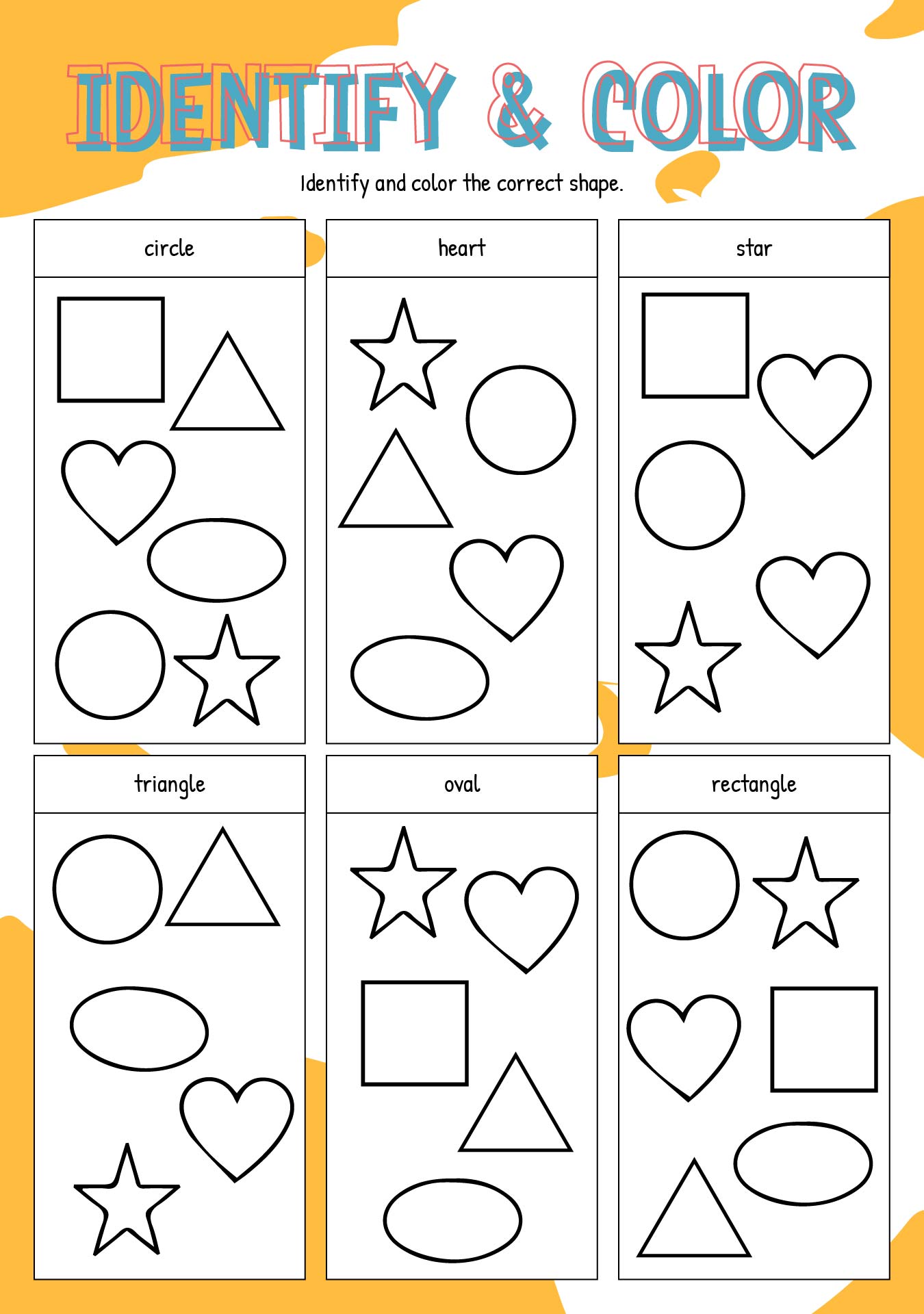 Identify And Color Shapes Printable