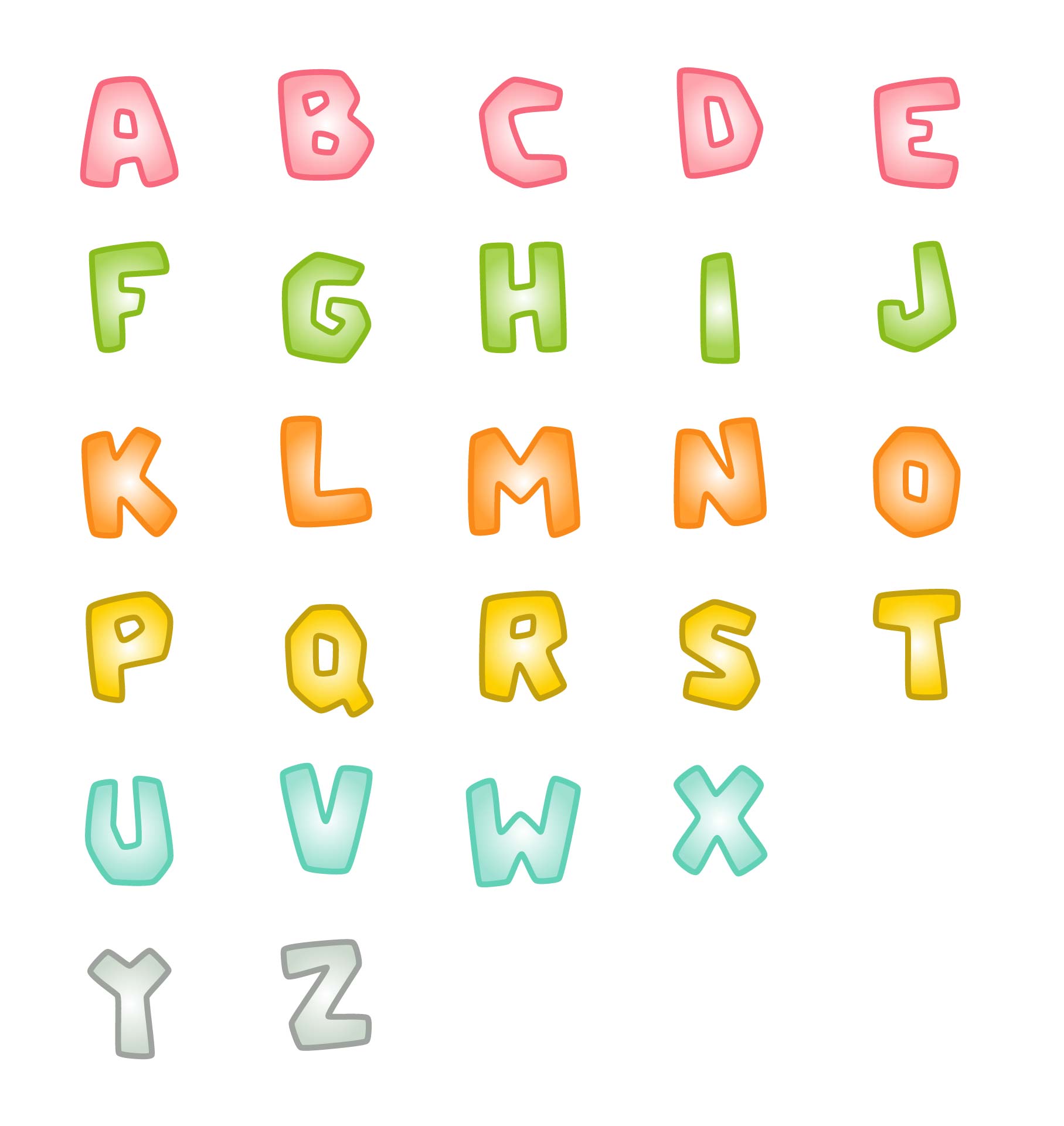 Printable Digital Alphabet Letters Bubble Letters Puff