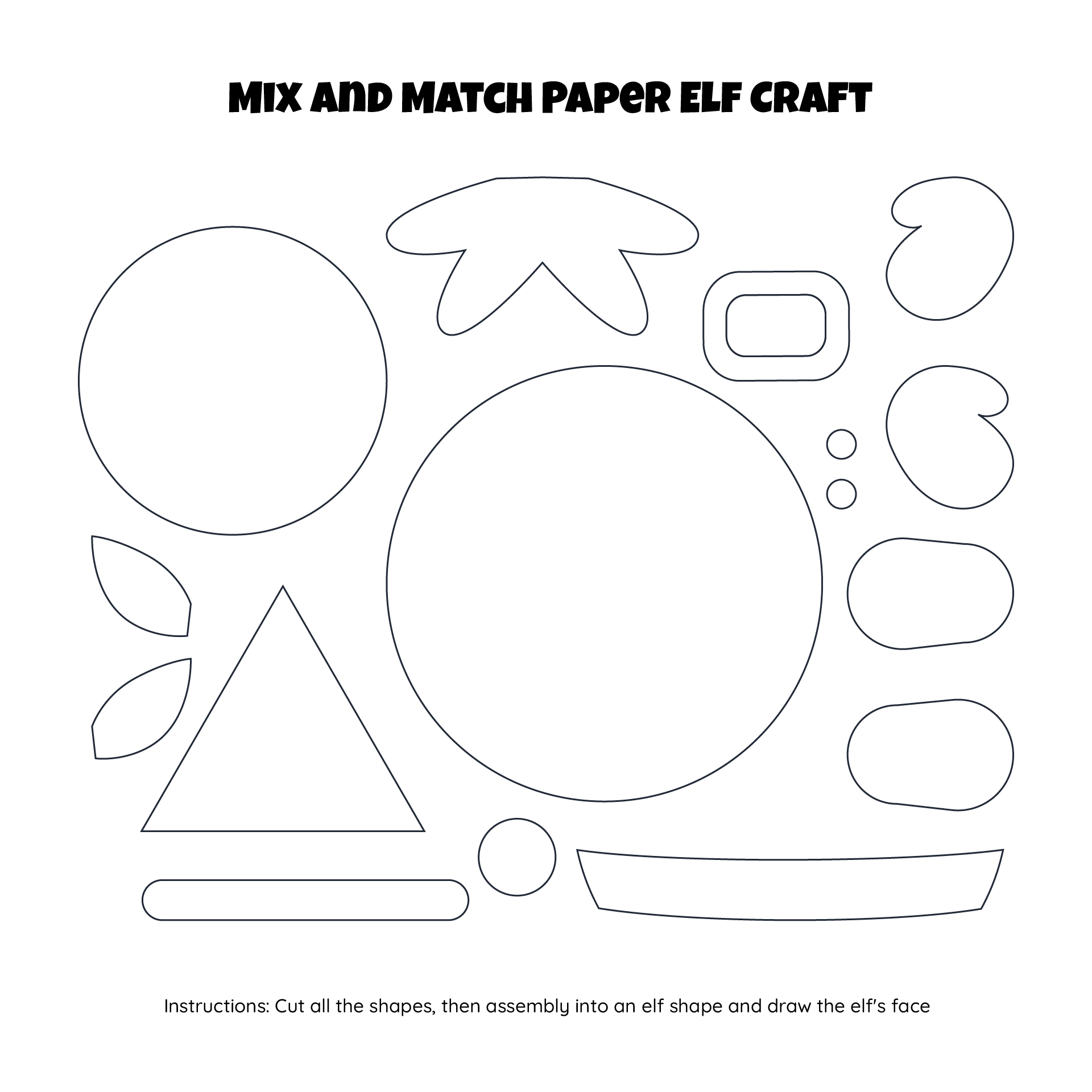 Printable Mix And Match Paper Elf Craft