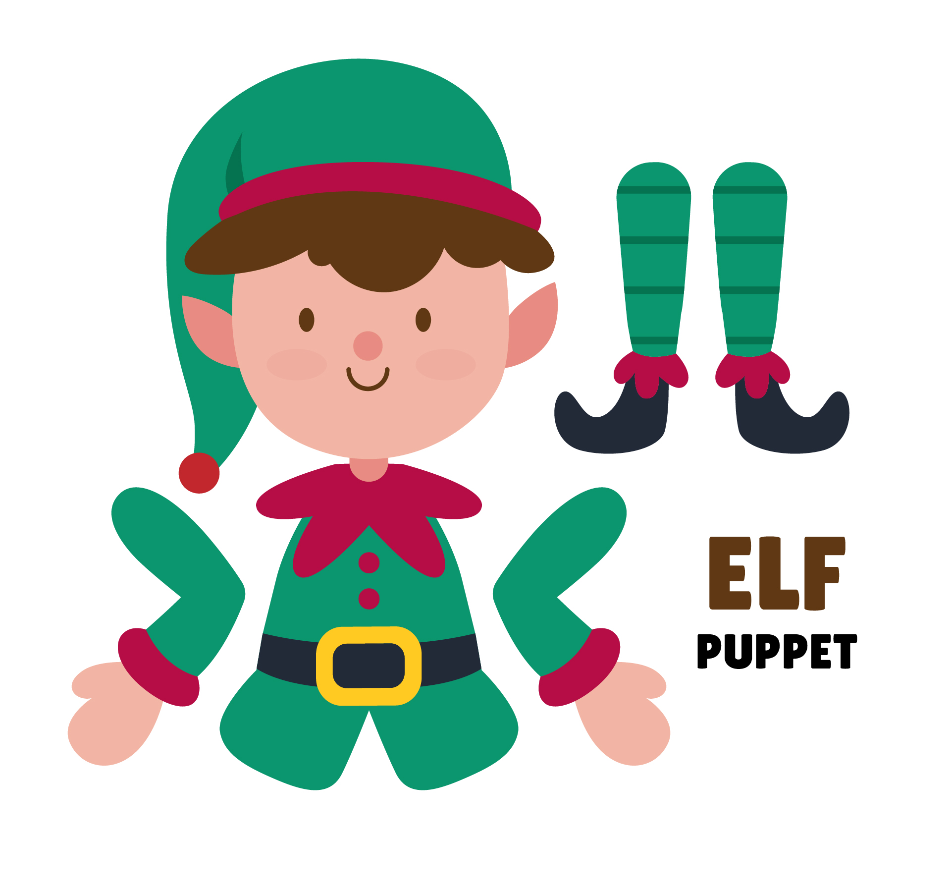 Easy Christmas Elf Paper Puppet With Templates