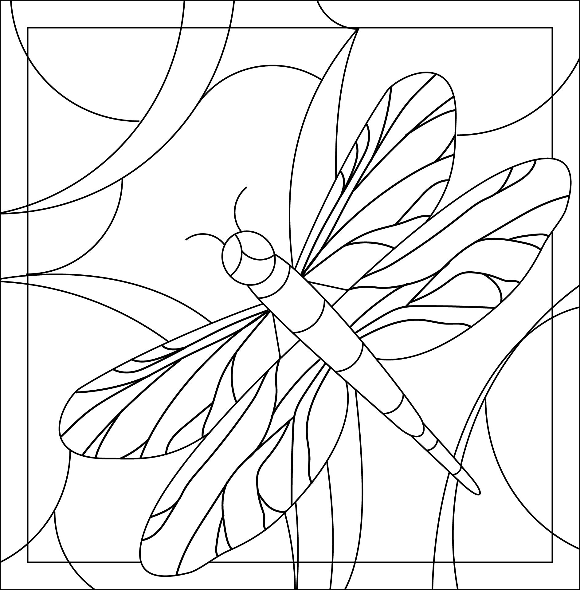 Easy Dragonfly Stained Glass Pattern Printable