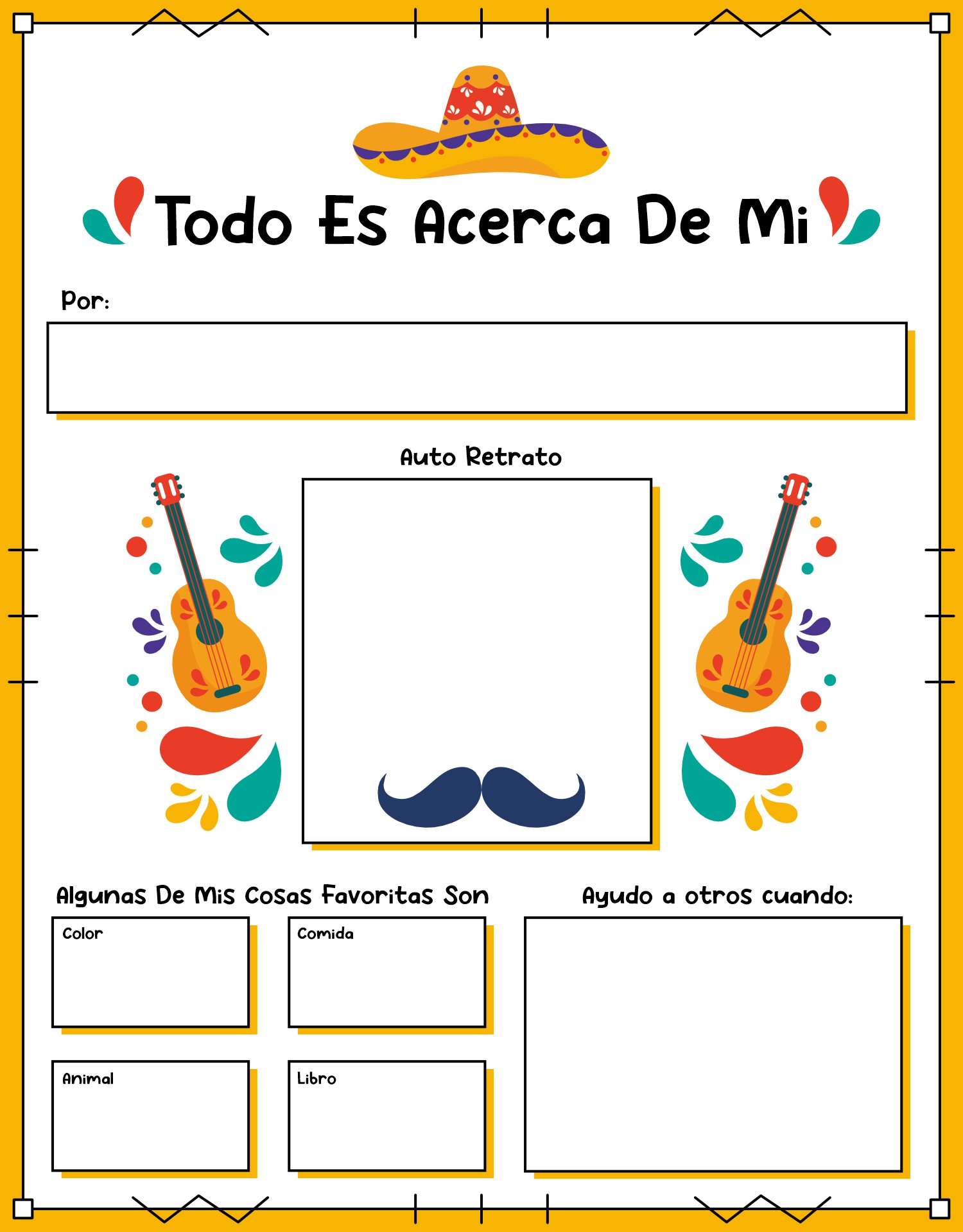 All About Me Paper In Spanish Printables