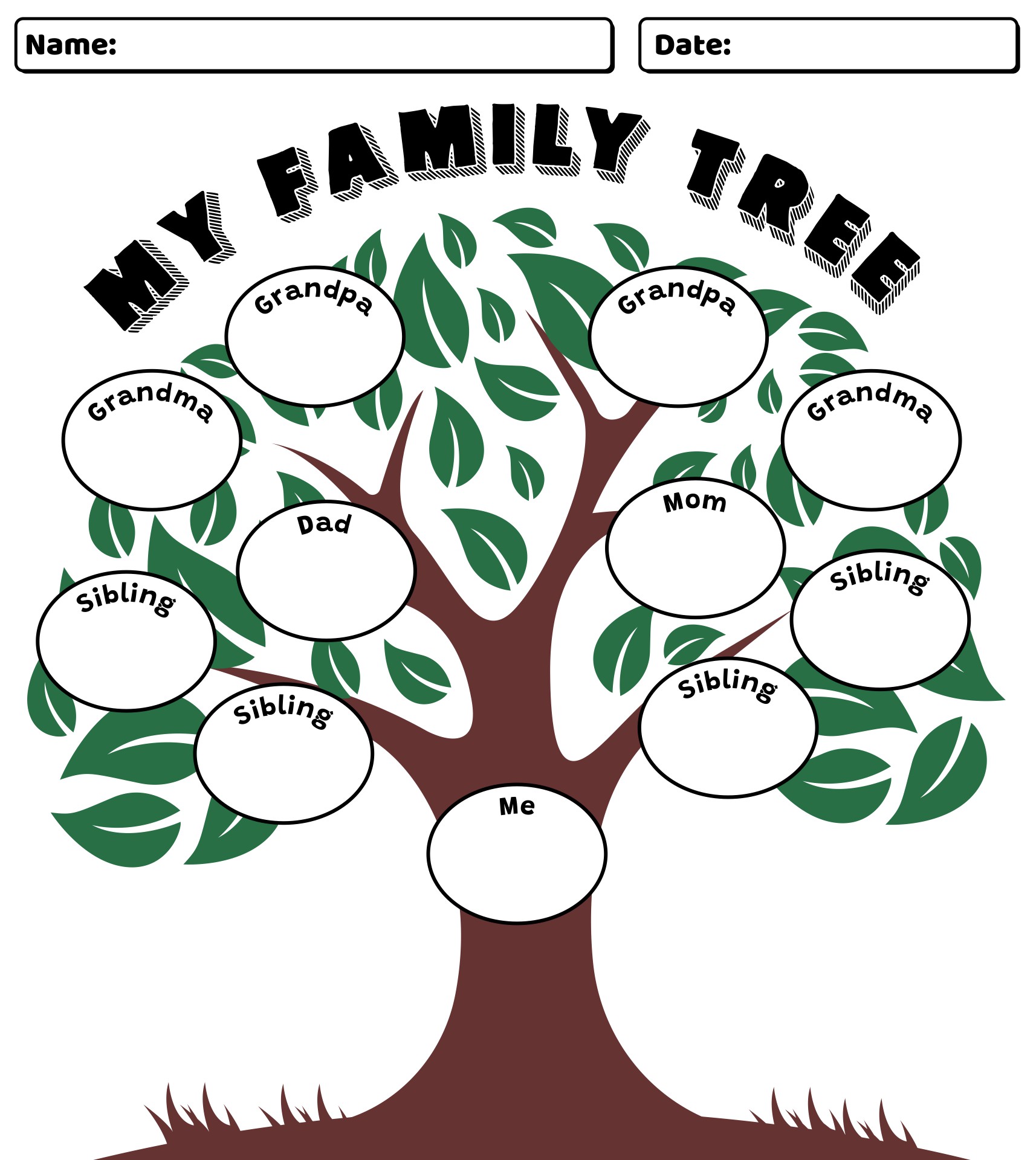 All About My Family Tree Printable Worksheet