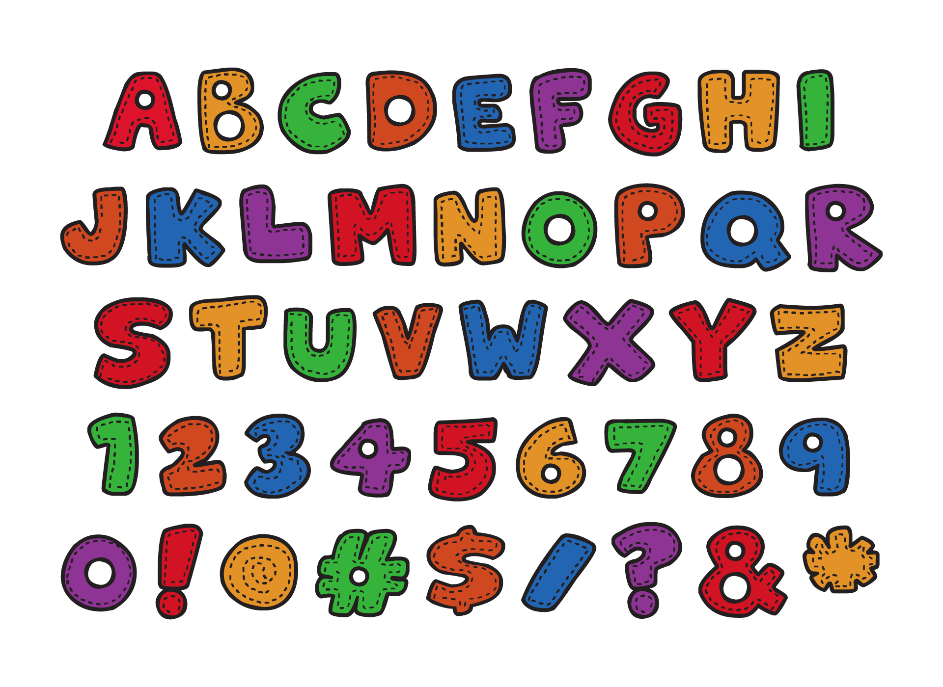 Alphabet Letters And Colorful Clipart Font Designs Stencils
