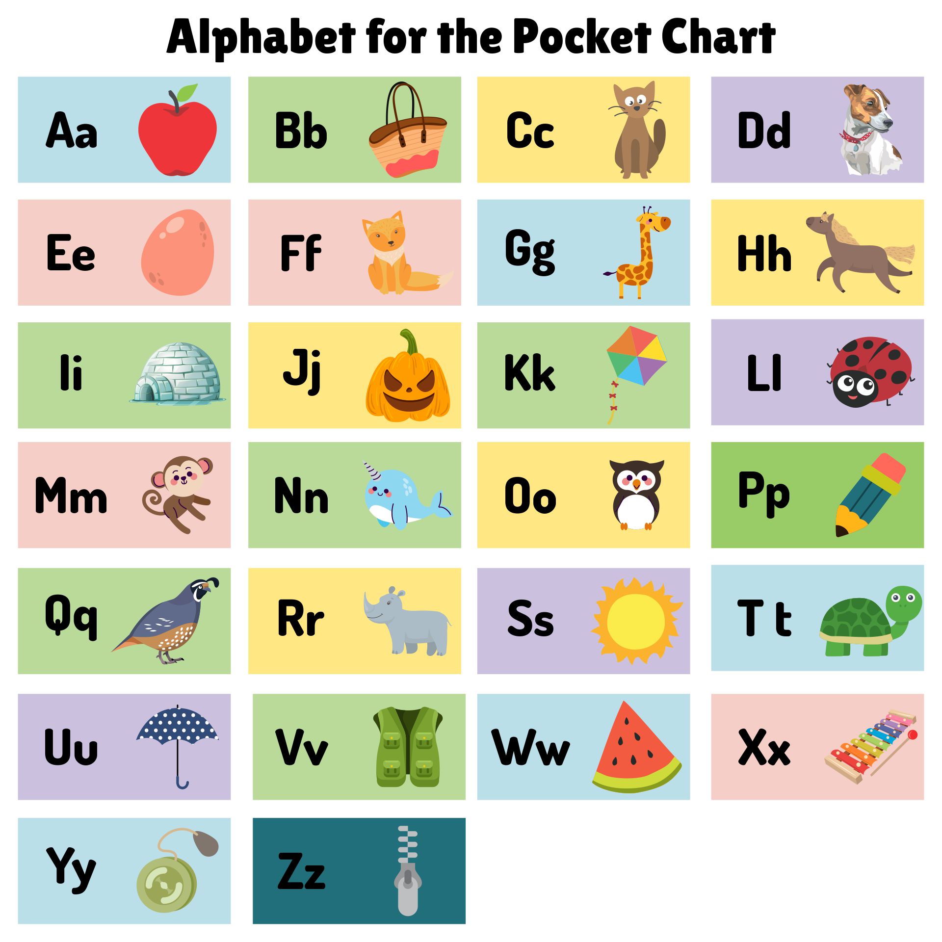 Alphabet Printable For The Pocket Chart