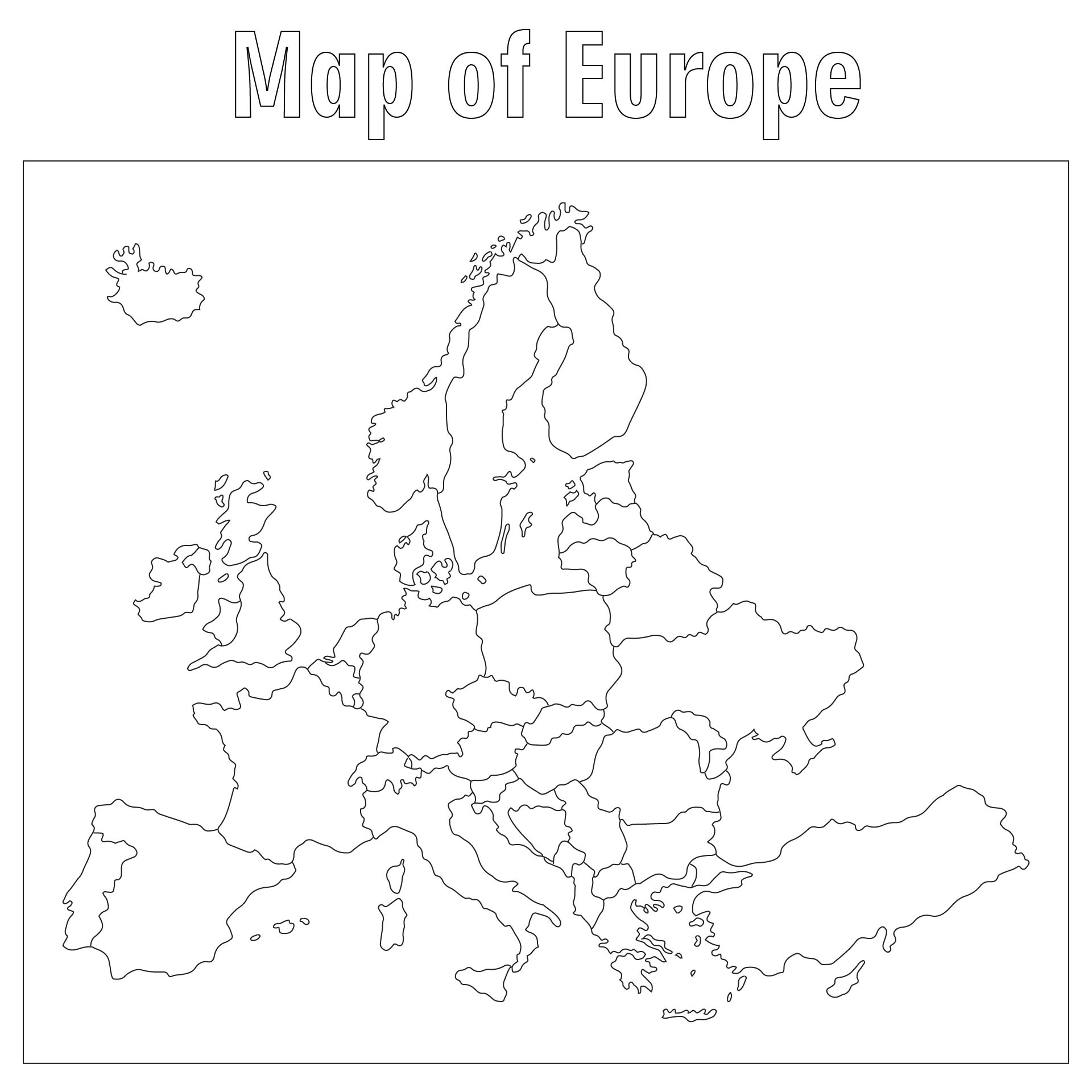 Blank Outline Map Of Europe Printable