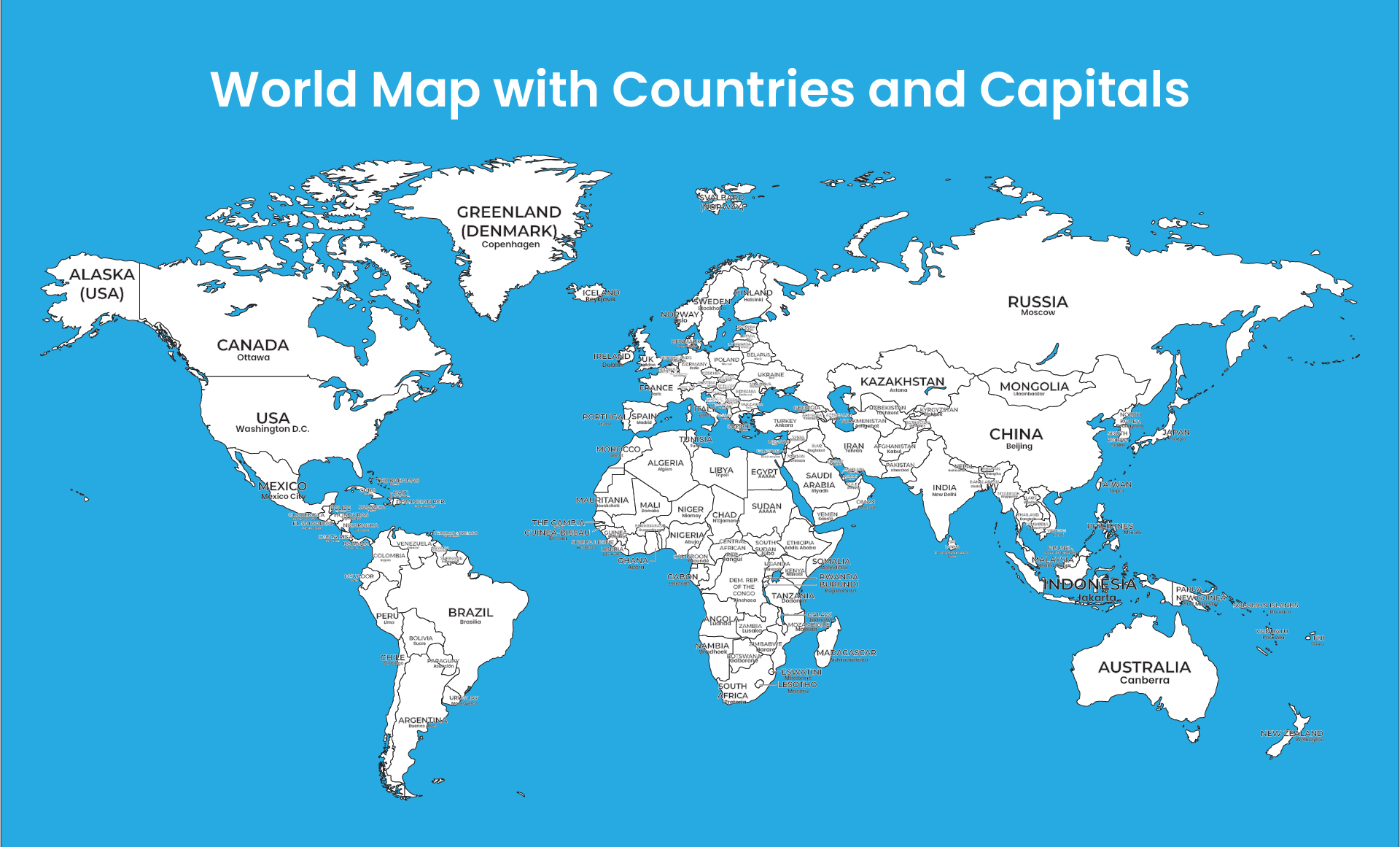 Blank Printable World Map With Countries And Capitals