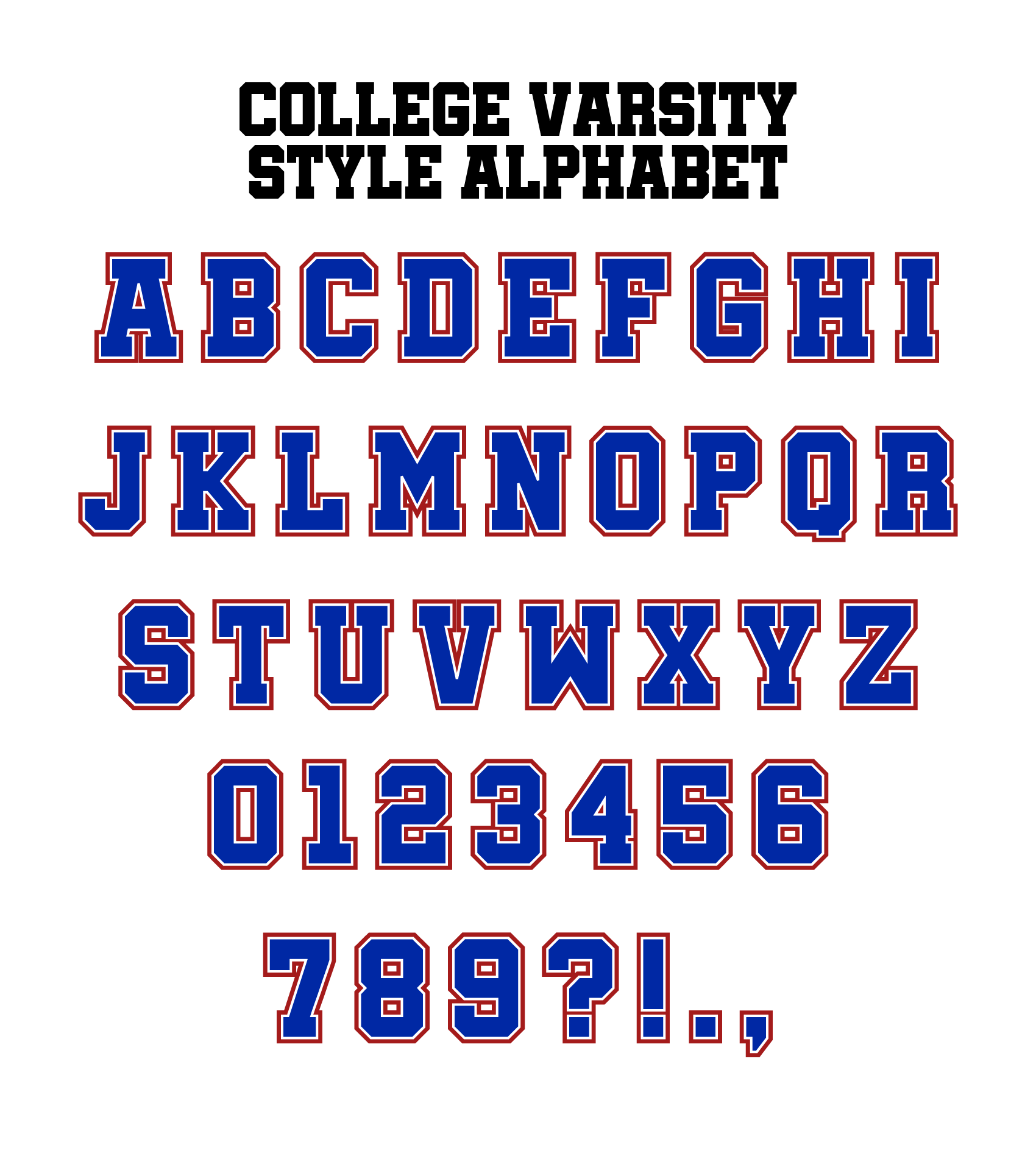 College Varsity Style Alphabet Printable