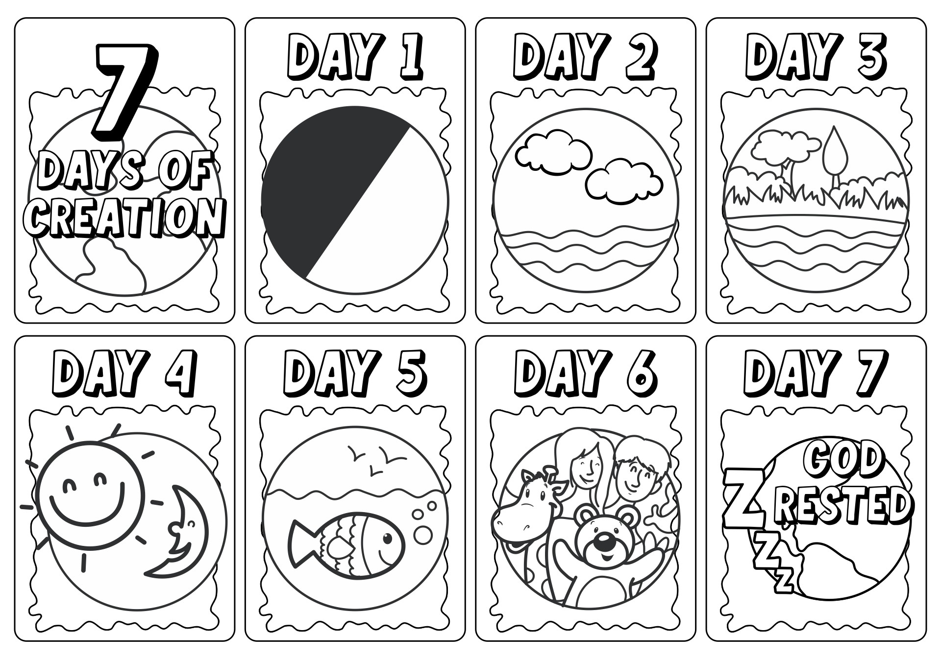 Creation Day By Day Coloring Pages