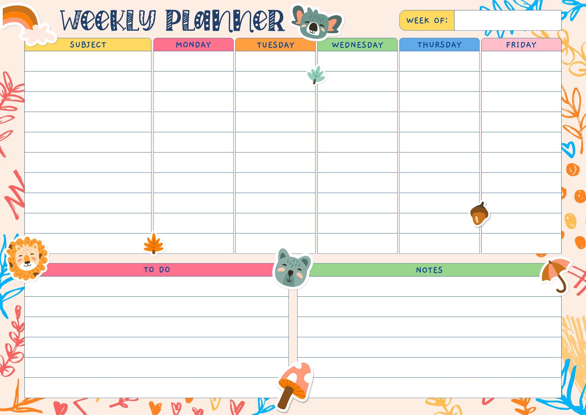 Cute Aesthetic Weekly Planner Template