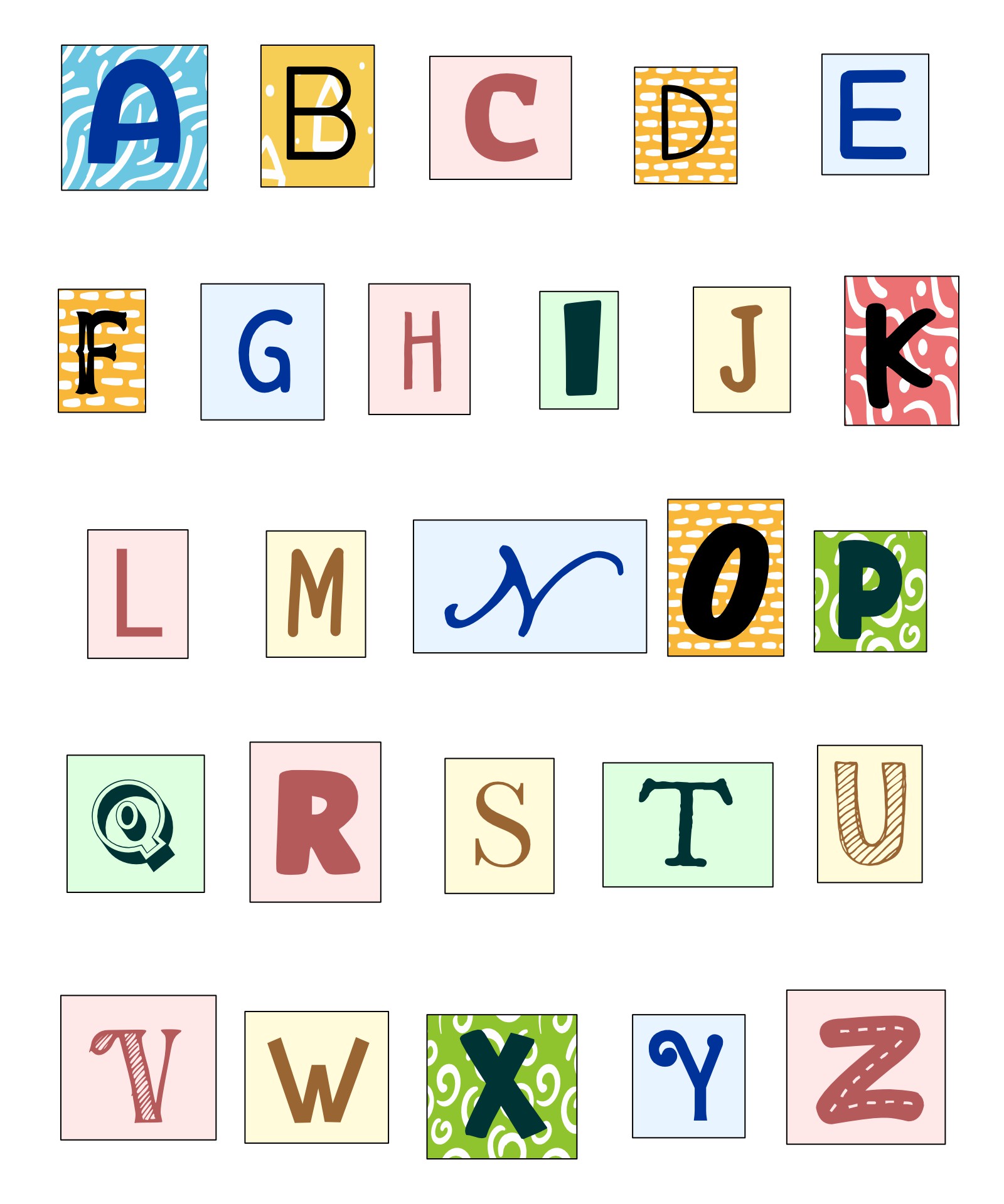 Digital Collage Sheet Retro Alphabet Letters Printable