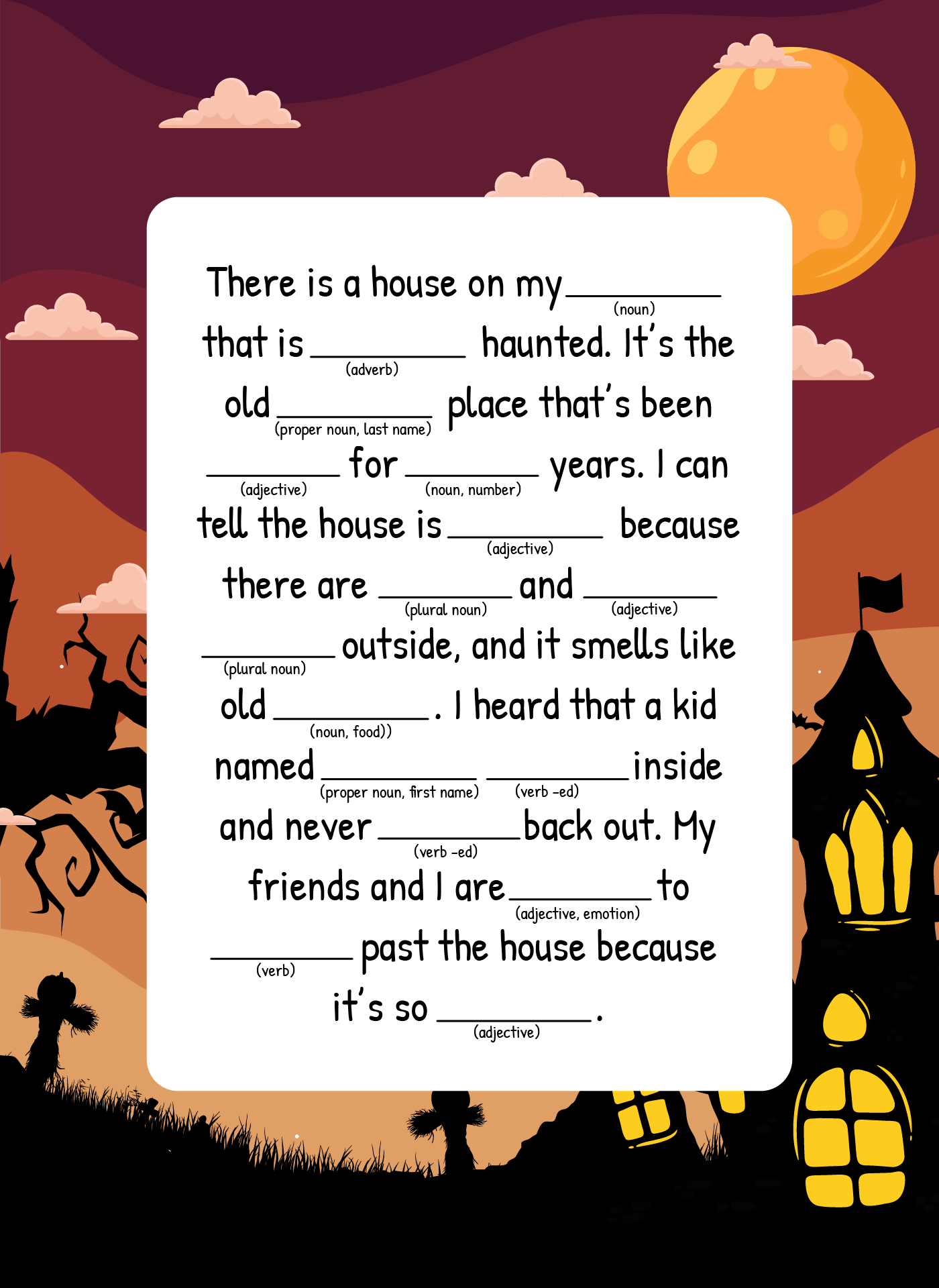 Ghost Story Mad Libs And Spooky Story Starters