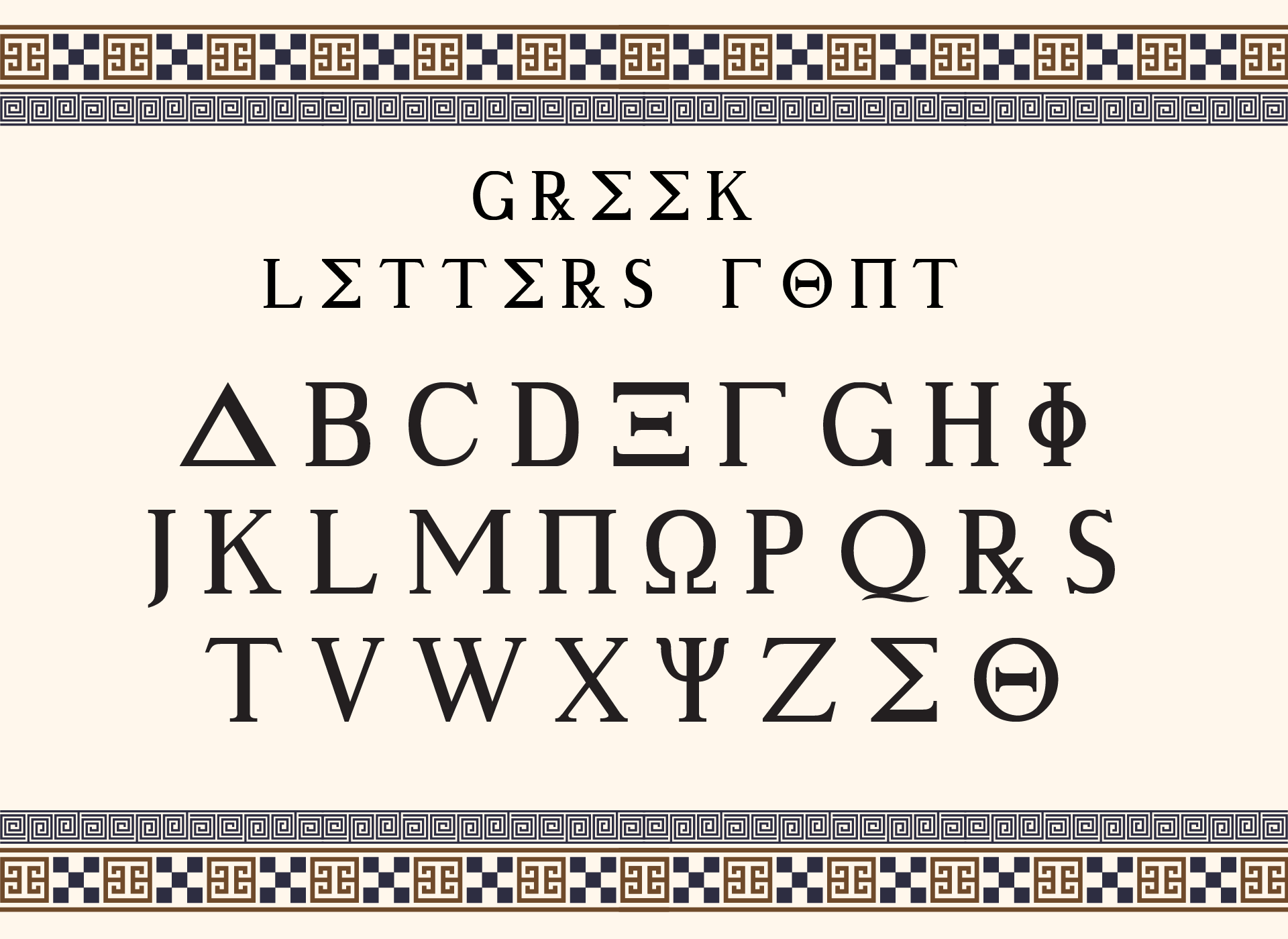 Greek Letters Font Styles Printable