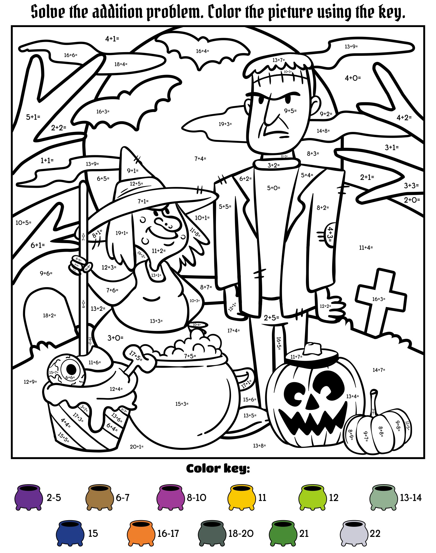 Halloween Color By Number Third Grade Color By Multiplication Printable