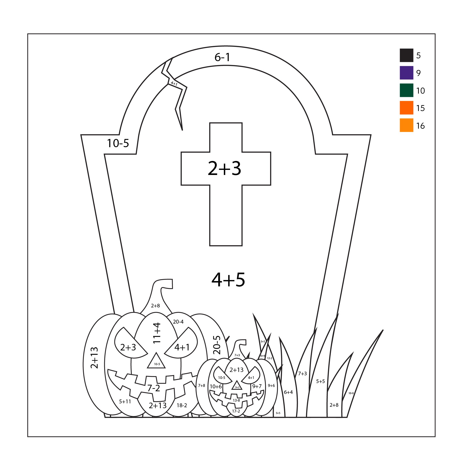 Math Coloring Worksheets For Spooky Season